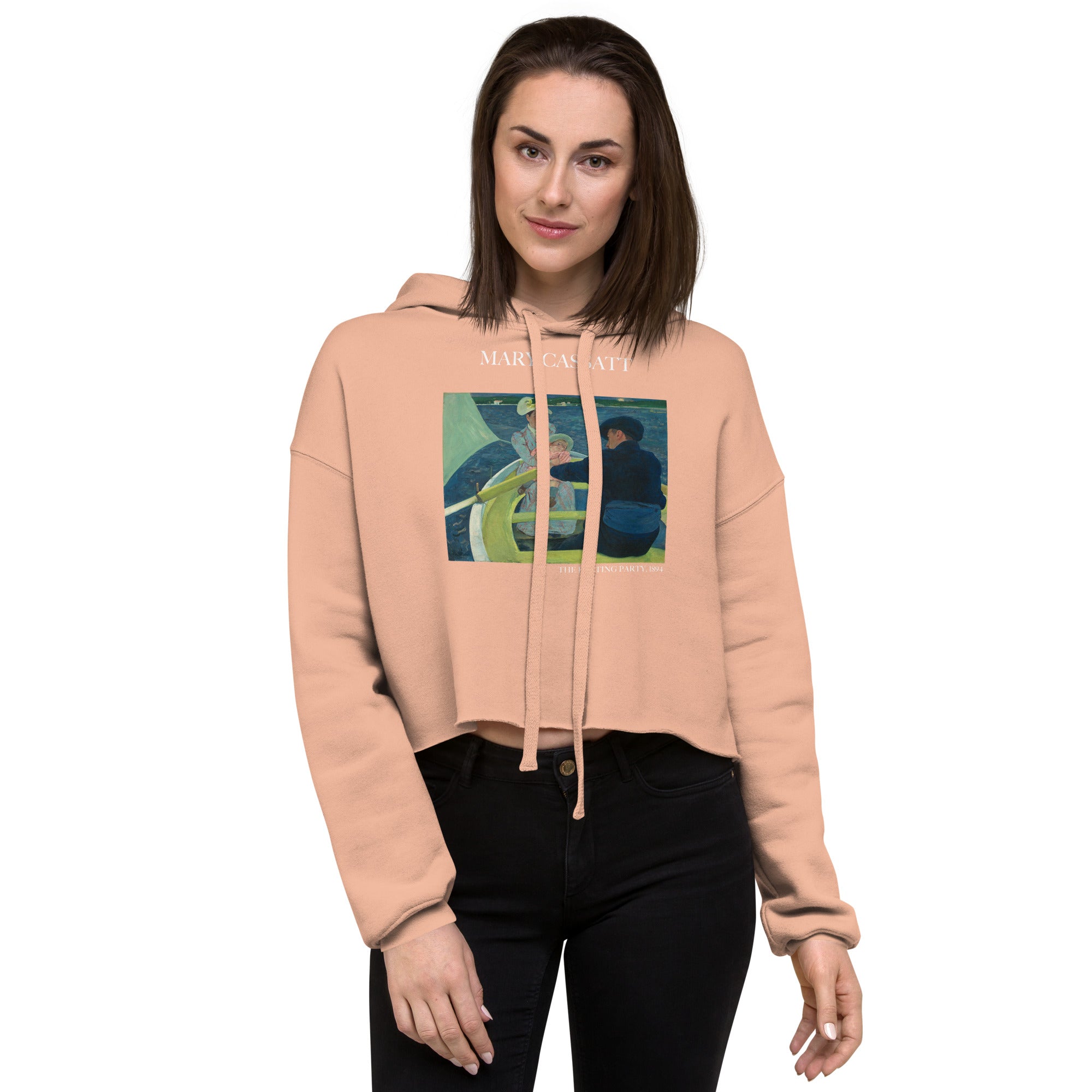 Mary Cassatt 'The Boating Party' Famous Painting Cropped Hoodie | Premium Art Cropped Hoodie