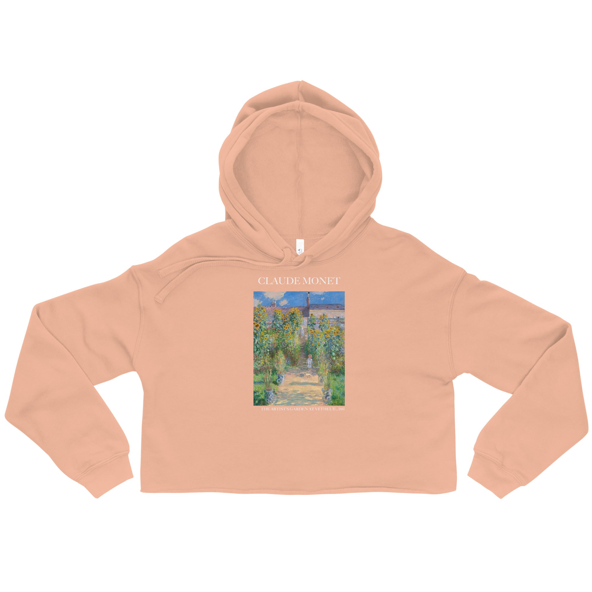 Claude Monet 'The Artist's Garden at Vétheuil' Famous Painting Cropped Hoodie | Premium Art Cropped Hoodie