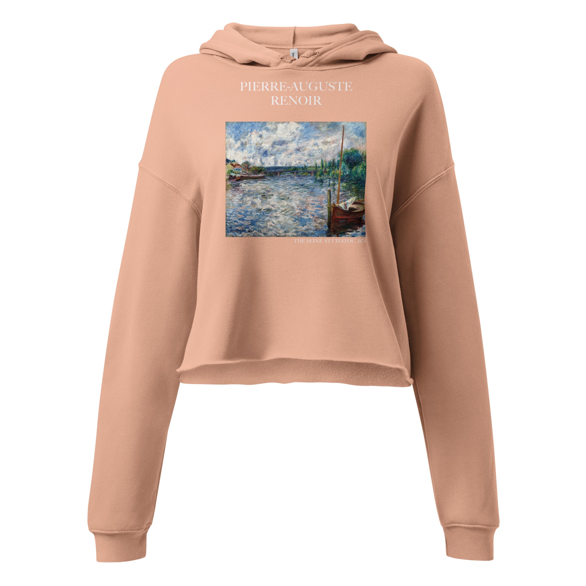Pierre-Auguste Renoir 'The Seine at Chatou' Famous Painting Cropped Hoodie | Premium Art Cropped Hoodie