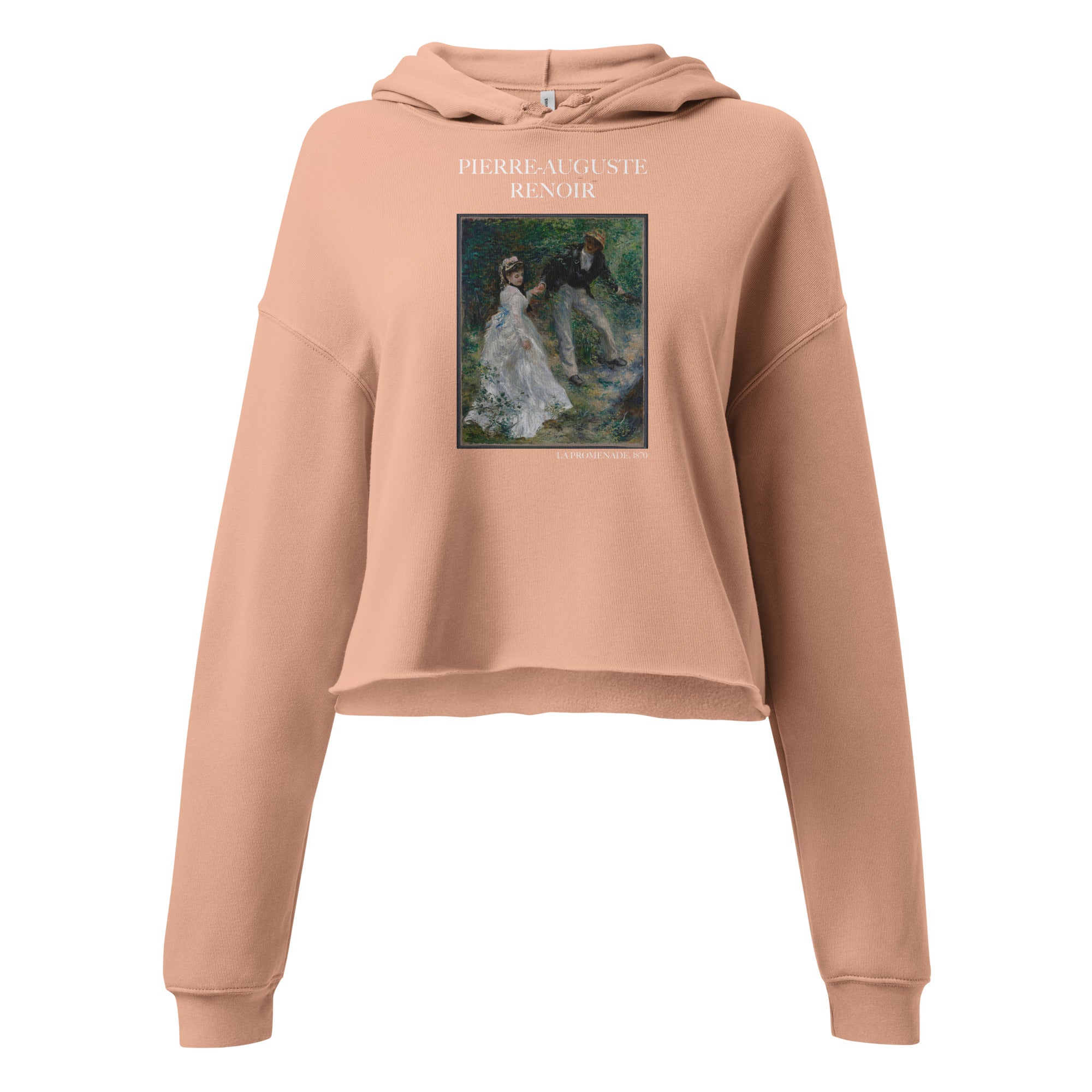 Pierre-Auguste Renoir 'La Promenade' Famous Painting Cropped Hoodie | Premium Art Cropped Hoodie