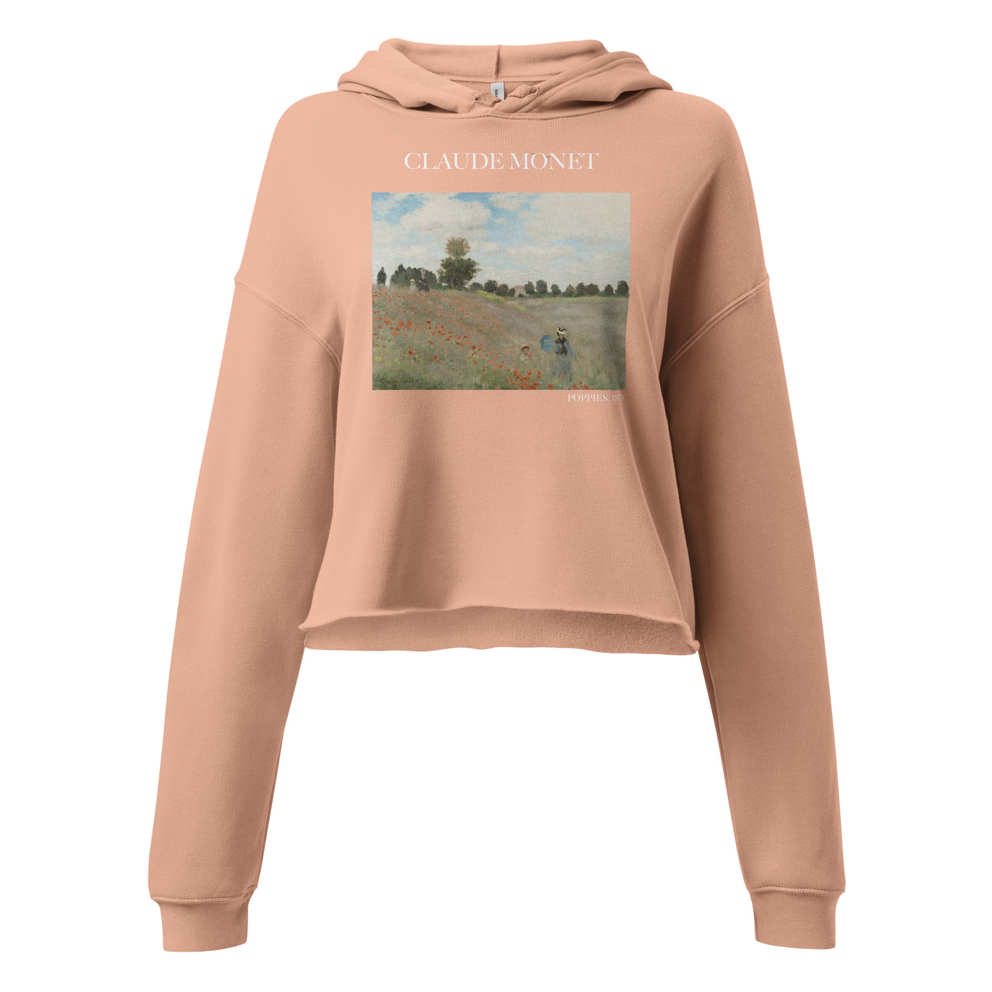 Claude Monet 'Poppies' Famous Painting Cropped Hoodie | Premium Art Cropped Hoodie