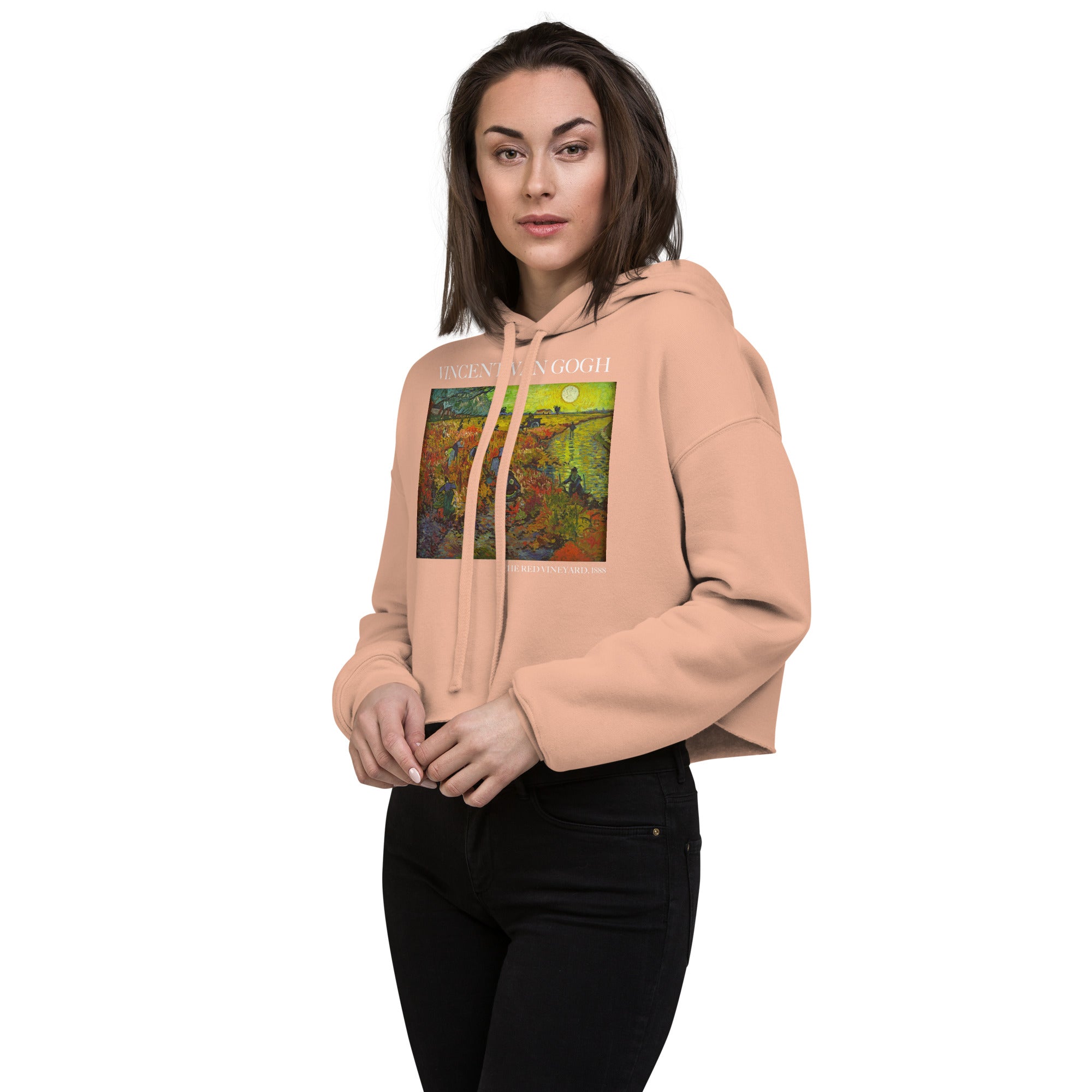 Vincent van Gogh 'The Red Vineyard' Famous Painting Cropped Hoodie | Premium Art Cropped Hoodie