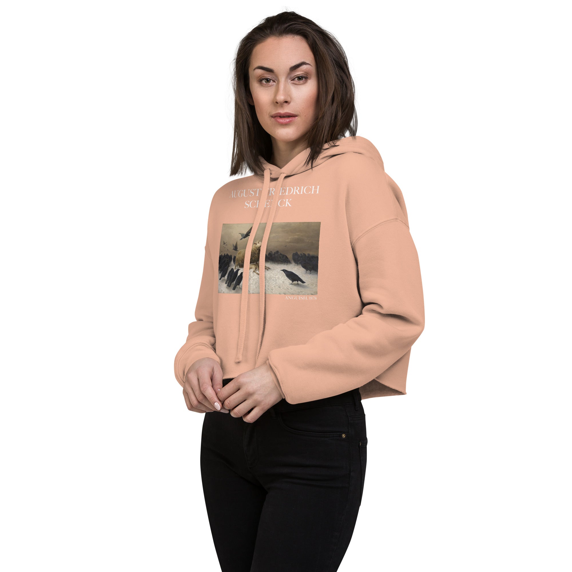 August Friedrich Schenck 'Anguish' Famous Painting Cropped Hoodie | Premium Art Cropped Hoodie