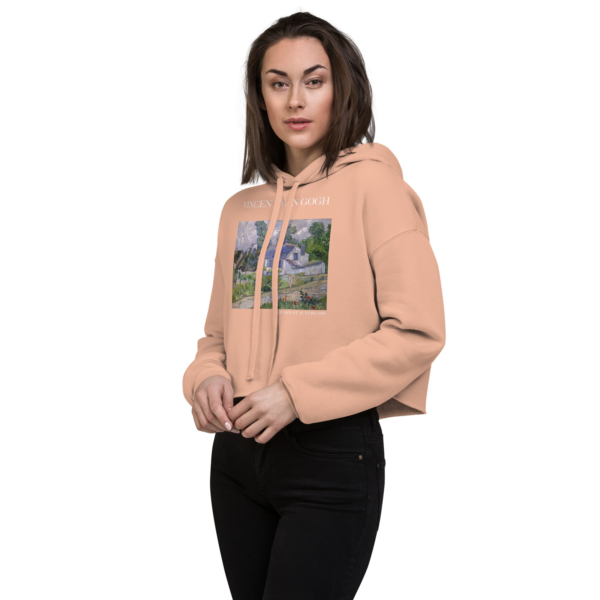 Vincent van Gogh 'Houses at Auvers' Famous Painting Cropped Hoodie | Premium Art Cropped Hoodie