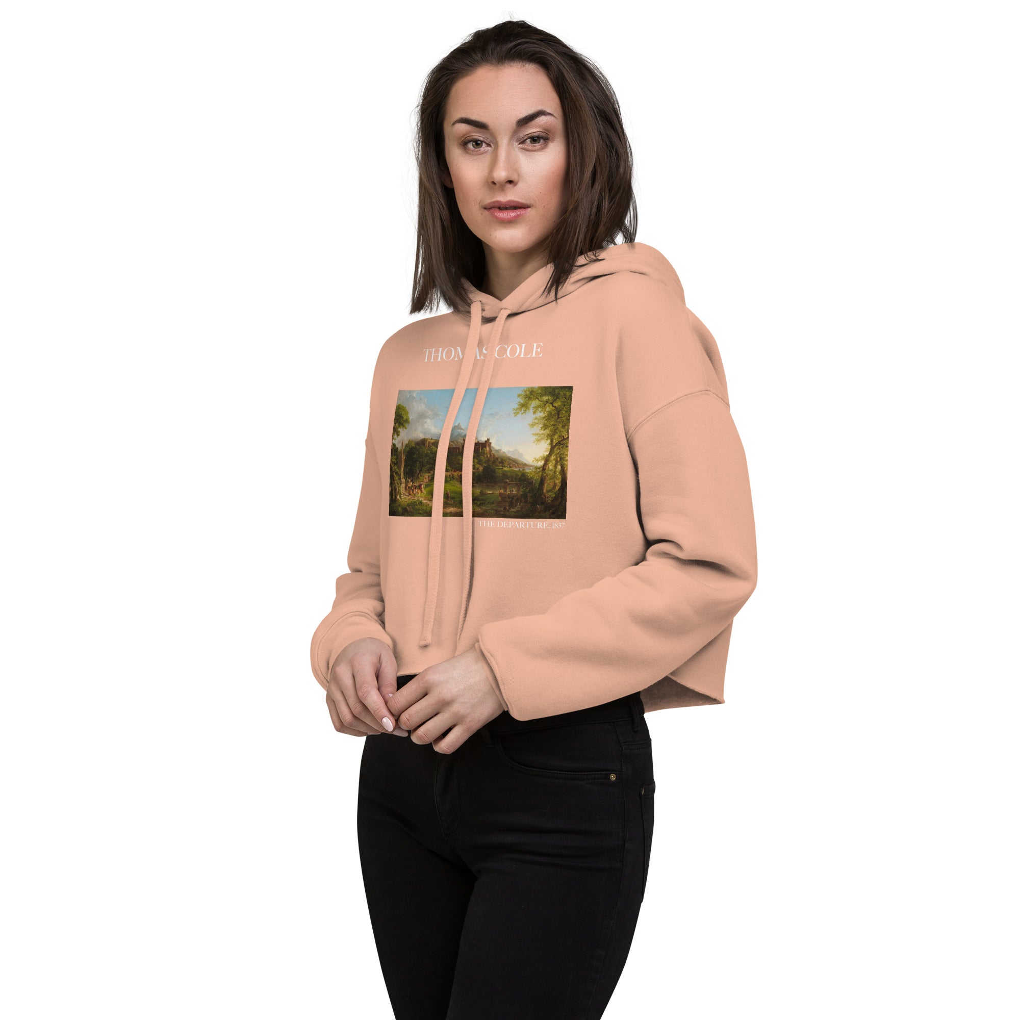 Thomas Cole 'The Departure' Famous Painting Cropped Hoodie | Premium Art Cropped Hoodie