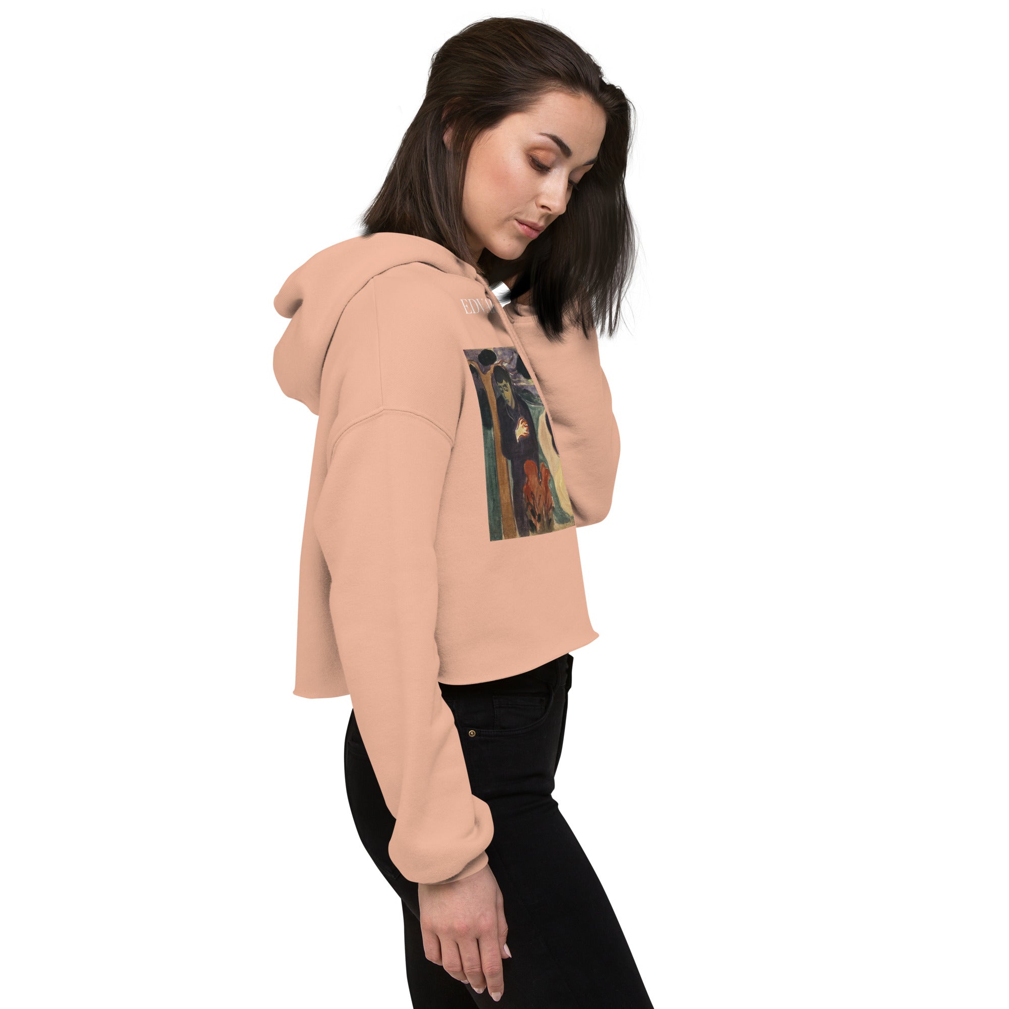 Edvard Munch 'Separation' Famous Painting Cropped Hoodie | Premium Art Cropped Hoodie