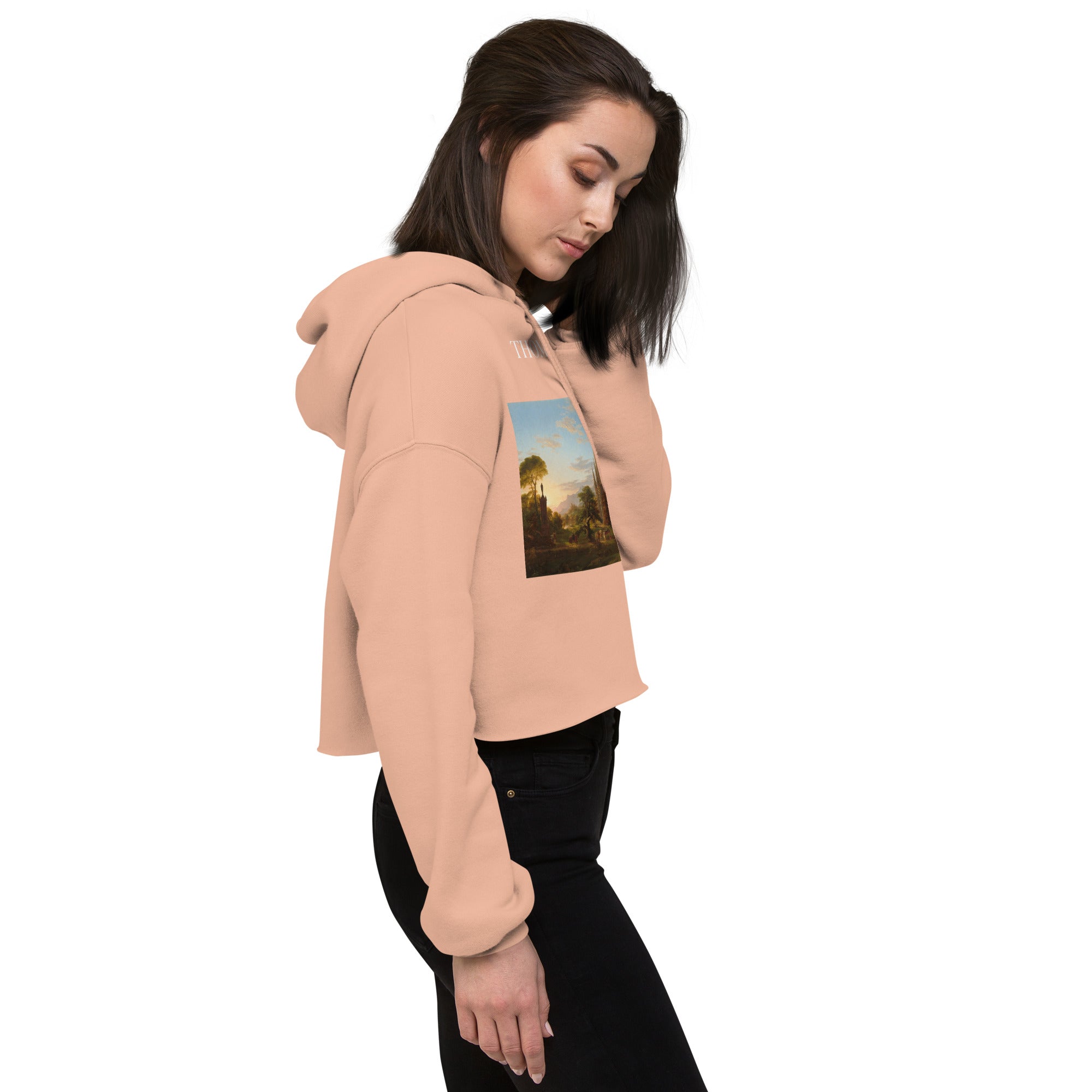 Thomas Cole 'The Return' Famous Painting Cropped Hoodie | Premium Art Cropped Hoodie