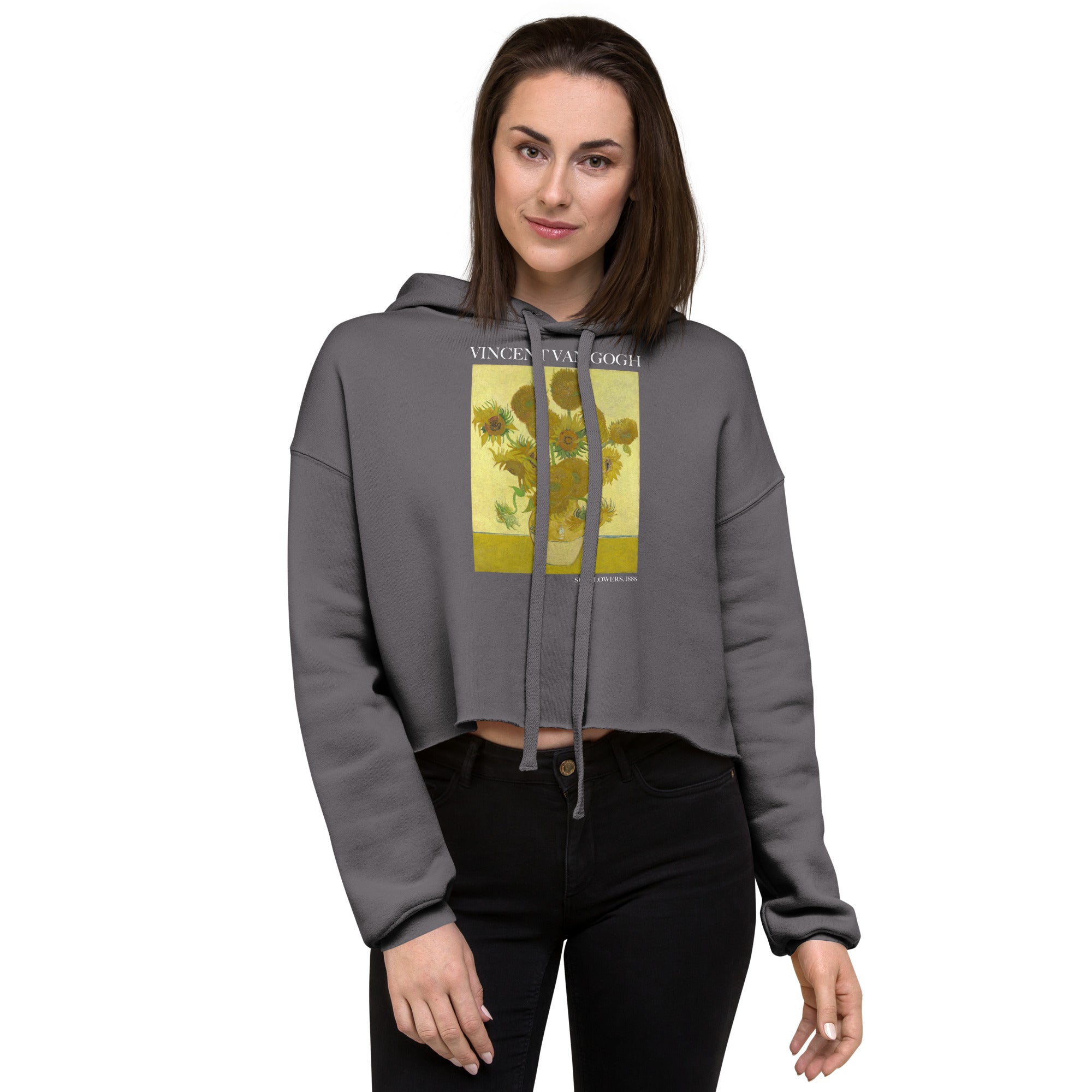 Vincent van Gogh 'Sunflowers' Famous Painting Cropped Hoodie | Premium Art Cropped Hoodie