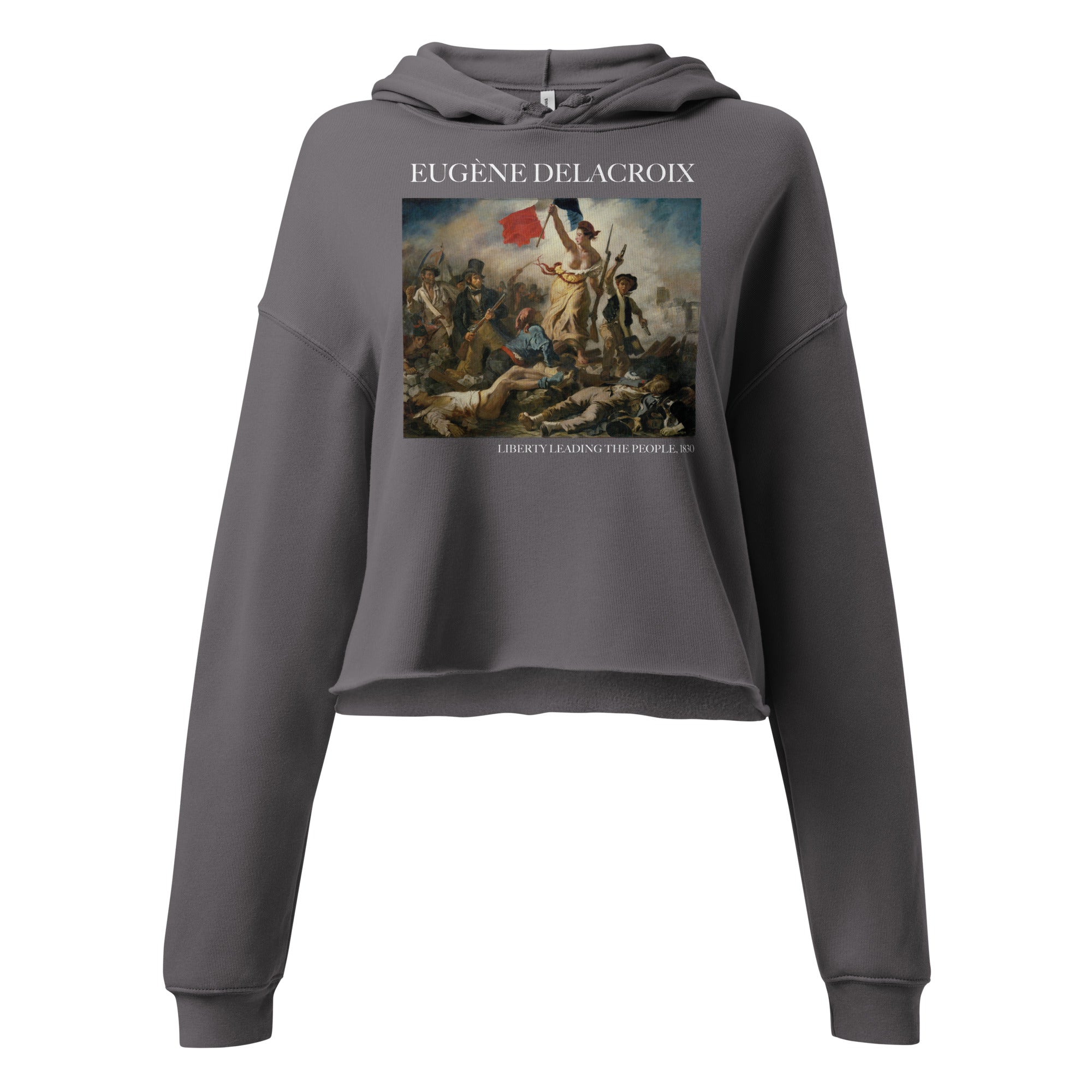 Eugène Delacroix 'Liberty Leading the People' Famous Painting Cropped Hoodie | Premium Art Cropped Hoodie