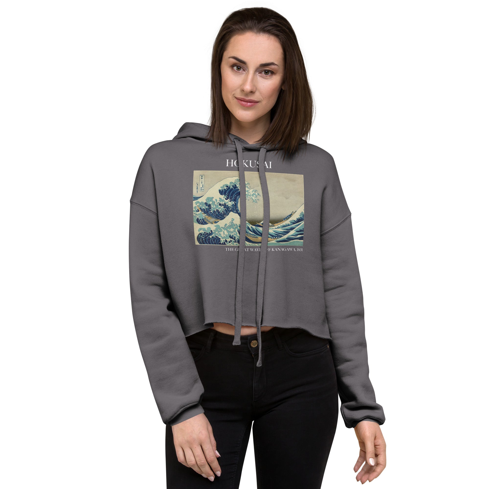 Hokusai 'The Great Wave off Kanagawa' Famous Painting Cropped Hoodie | Premium Art Cropped Hoodie