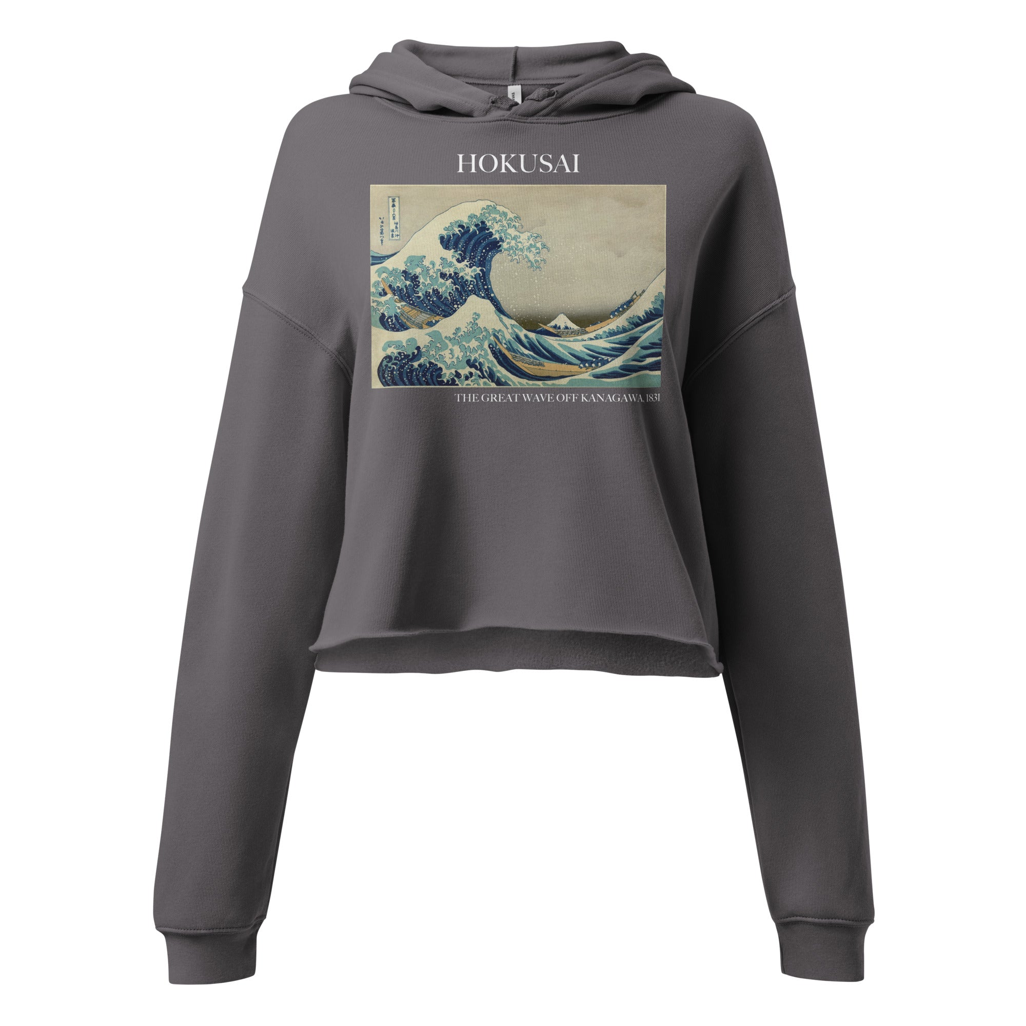 Kurzer Hoodie „Die große Welle vor Kanagawa“ von Hokusai, berühmtes Gemälde | Kurzer Hoodie mit Premium-Kunstmotiv