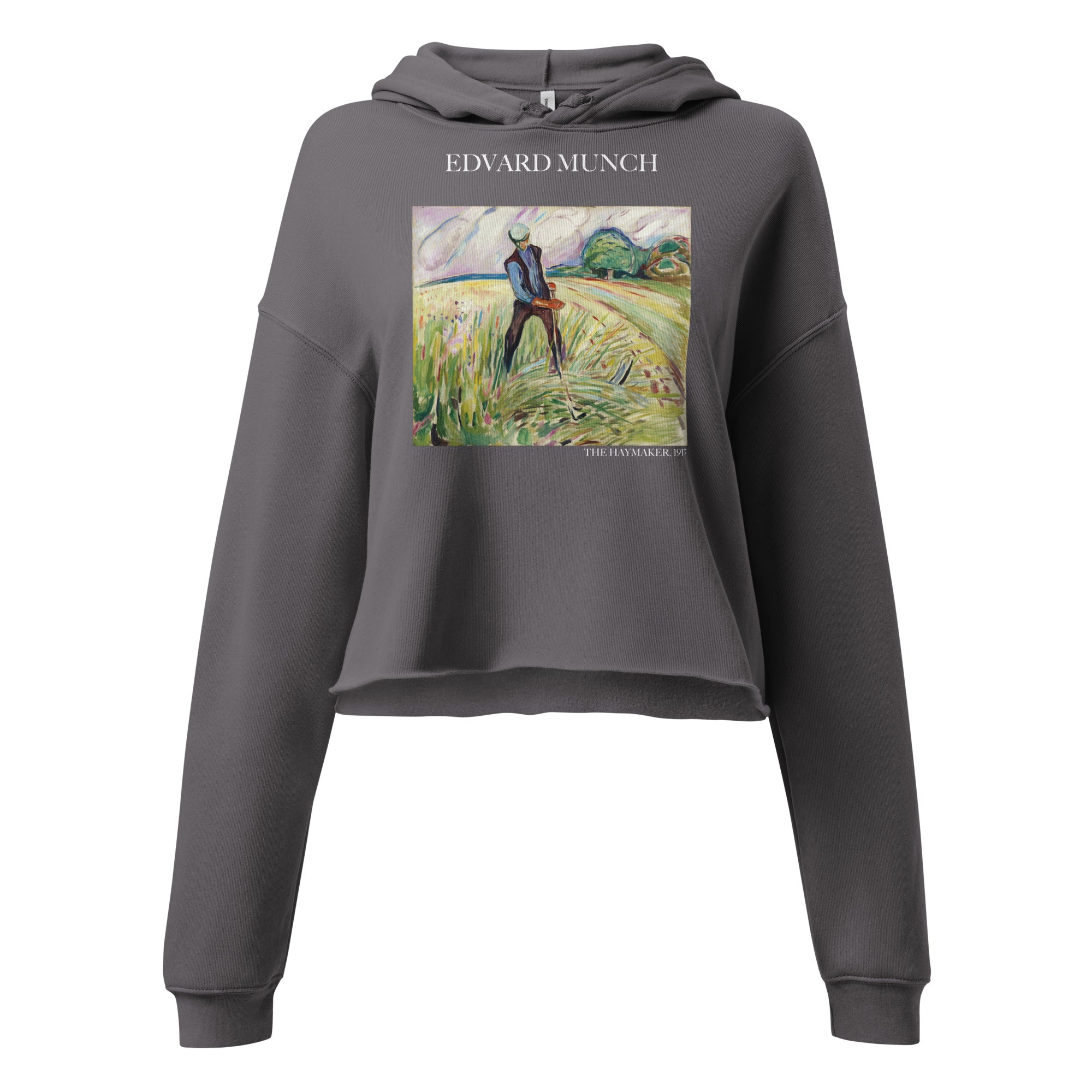 Kurzer Hoodie „Der Heumacher“ von Edvard Munch, berühmtes Gemälde | Kurzer Hoodie mit Premium-Kunstmotiv