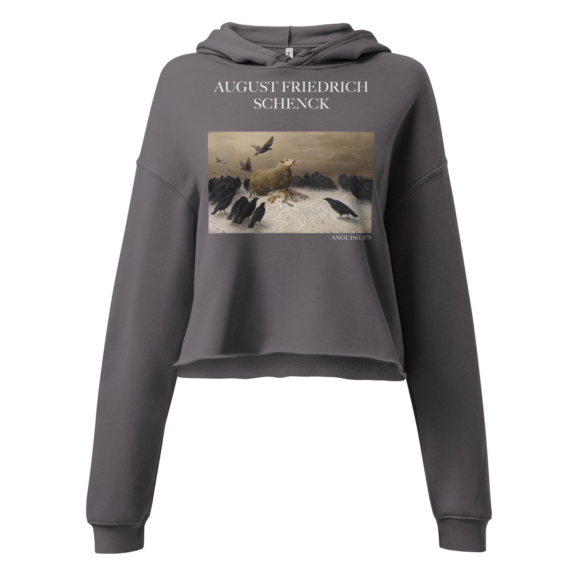 August Friedrich Schenck 'Anguish' Famous Painting Cropped Hoodie | Premium Art Cropped Hoodie