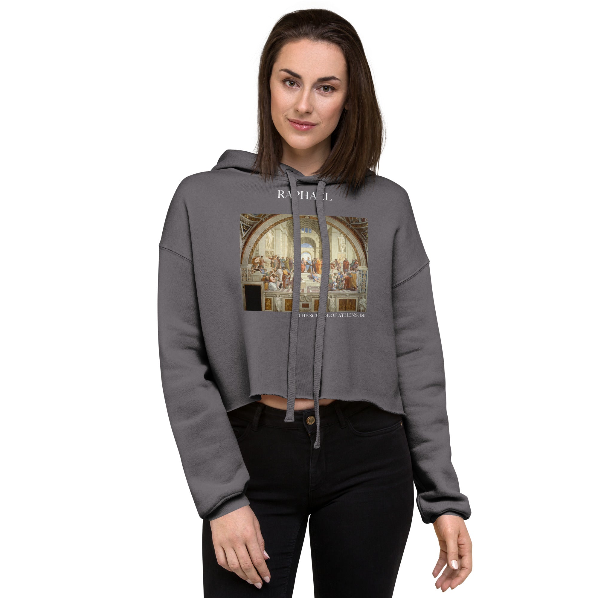 Raphael 'The School of Athens' Famous Painting Cropped Hoodie | Premium Art Cropped Hoodie