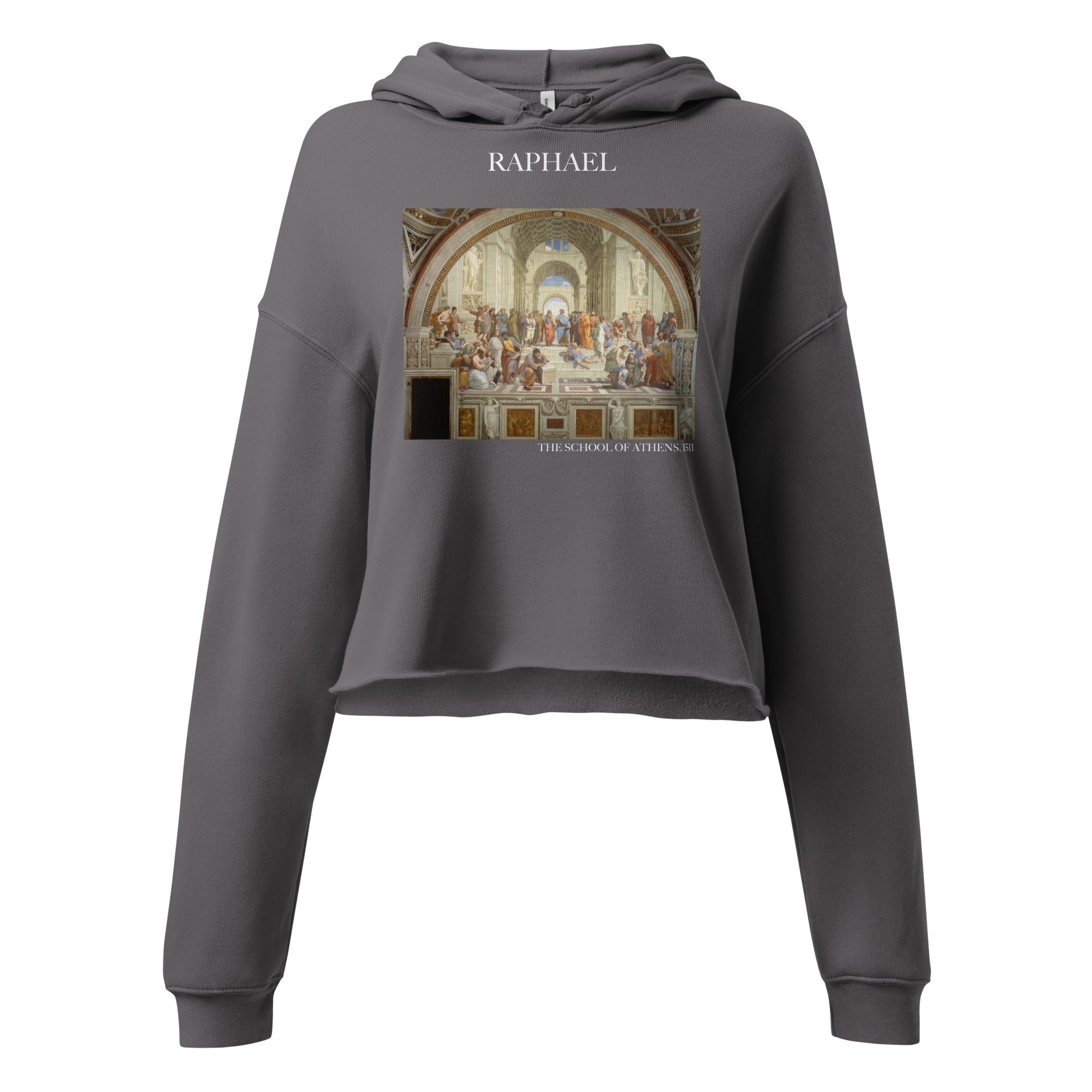 Kurzer Hoodie mit berühmtem Gemälde „Die Schule von Athen“ von Raphael | Kurzer Hoodie mit Premium-Kunstmotiv