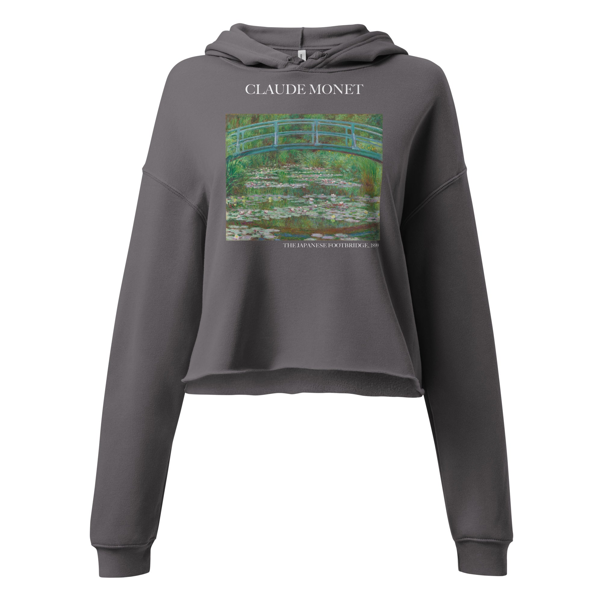 Claude Monet 'The Japanese Footbridge' Famous Painting Cropped Hoodie | Premium Art Cropped Hoodie