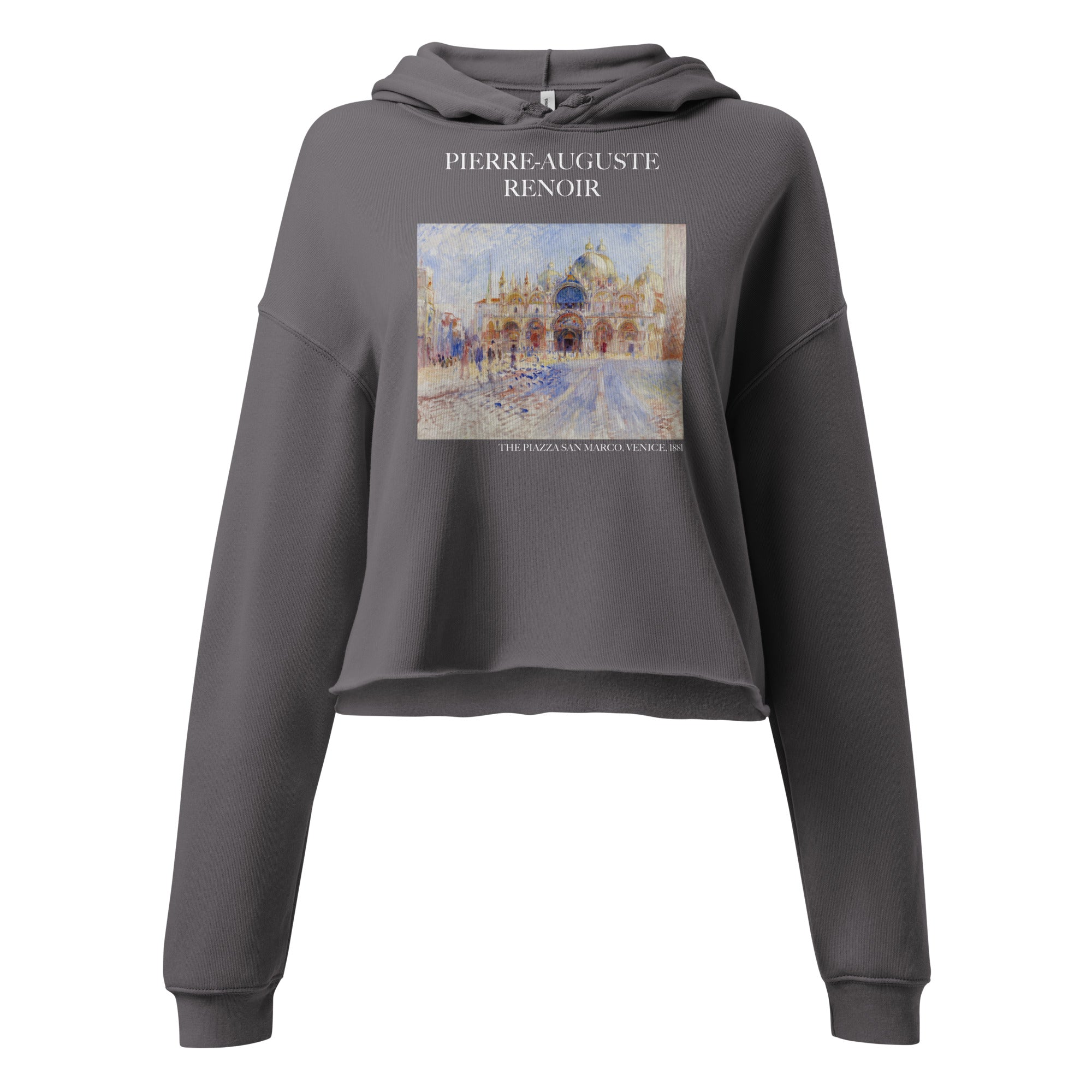 Pierre-Auguste Renoir 'The Piazza San Marco, Venice' Famous Painting Cropped Hoodie | Premium Art Cropped Hoodie