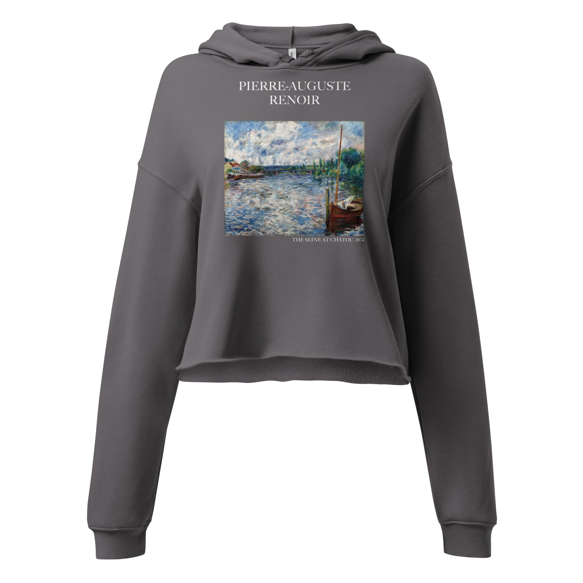 Pierre-Auguste Renoir 'The Seine at Chatou' Famous Painting Cropped Hoodie | Premium Art Cropped Hoodie