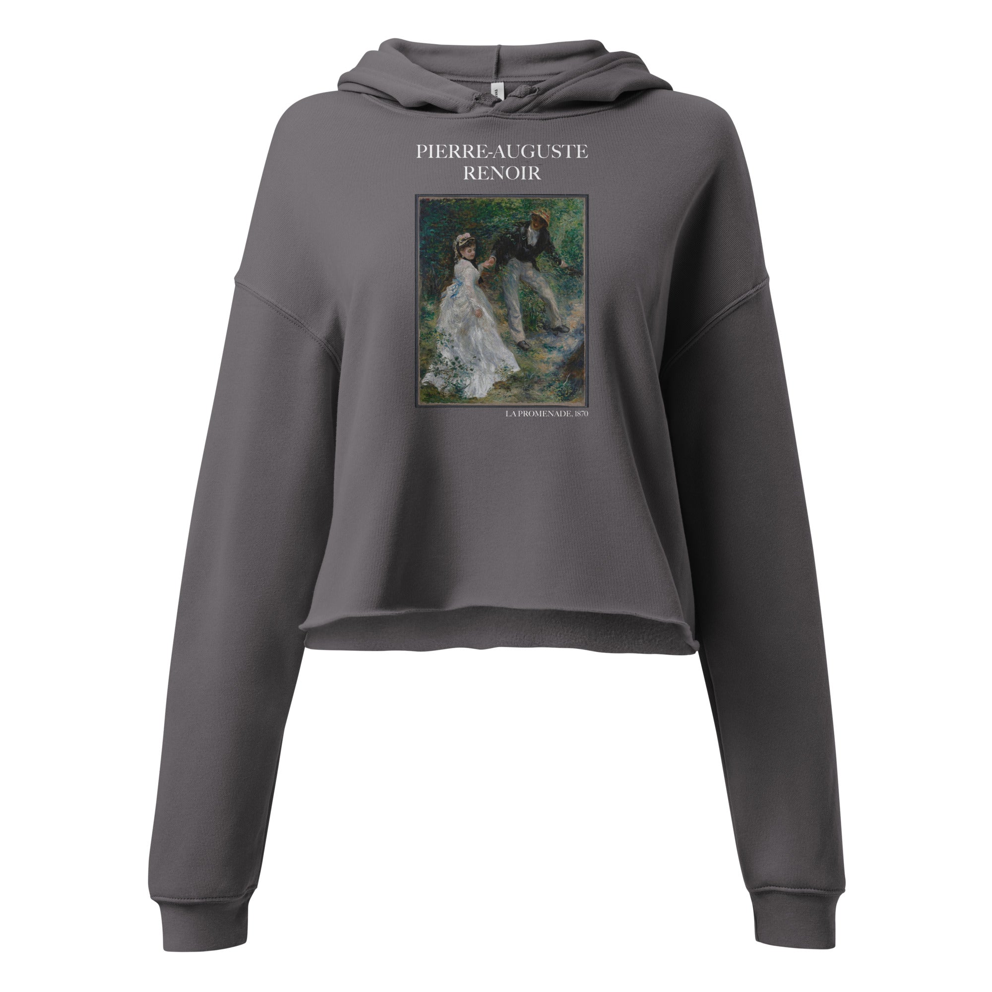 Pierre-Auguste Renoir 'La Promenade' Famous Painting Cropped Hoodie | Premium Art Cropped Hoodie