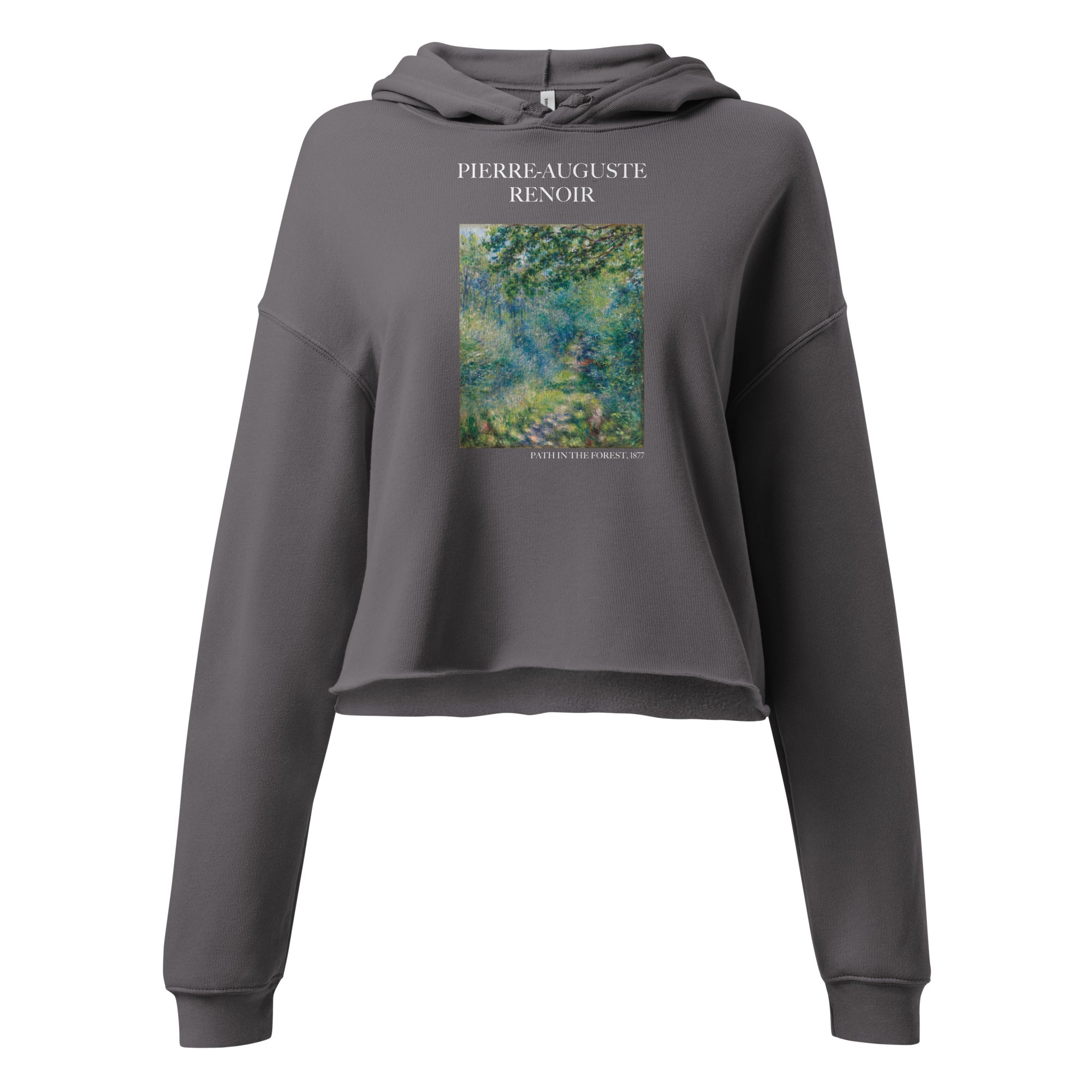 Pierre-Auguste Renoir 'Path in the Forest' Famous Painting Cropped Hoodie | Premium Art Cropped Hoodie