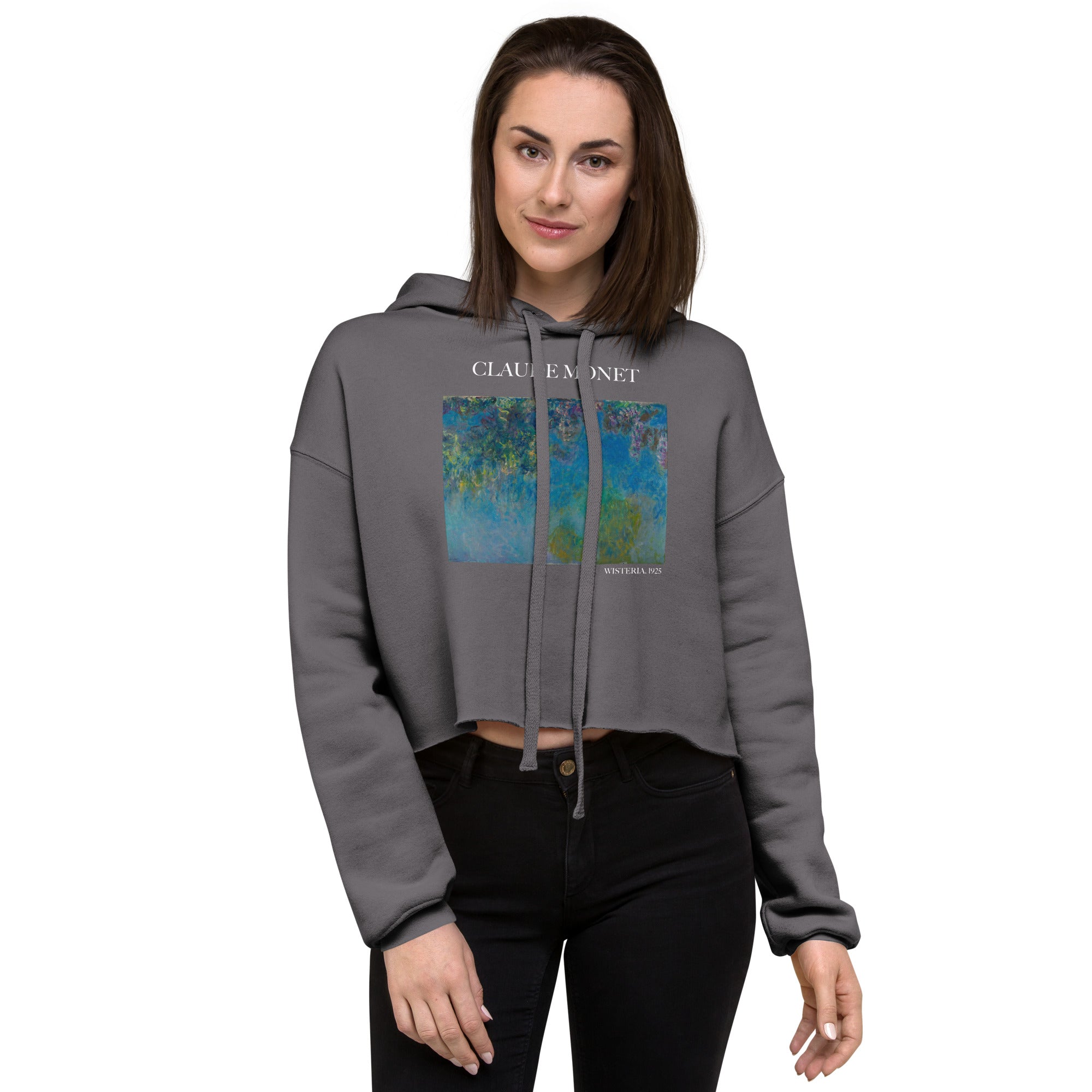 Claude Monet 'Wisteria' Famous Painting Cropped Hoodie | Premium Art Cropped Hoodie