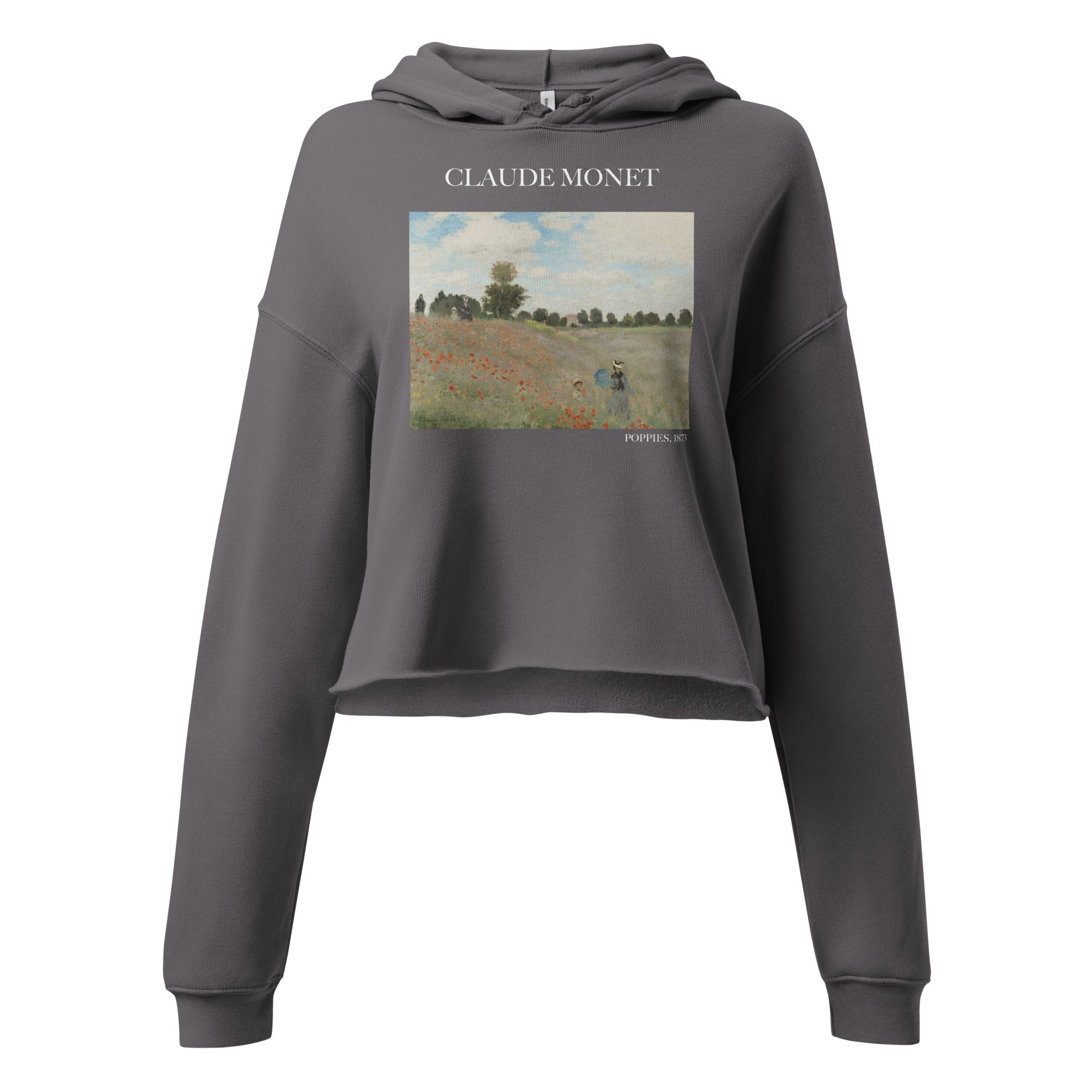 Claude Monet 'Poppies' Famous Painting Cropped Hoodie | Premium Art Cropped Hoodie