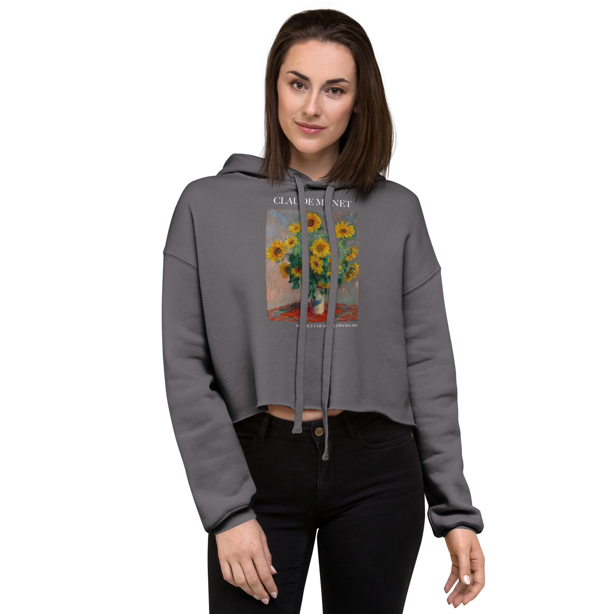 Claude Monet 'Bouquet of Sunflowers' Famous Painting Cropped Hoodie | Premium Art Cropped Hoodie