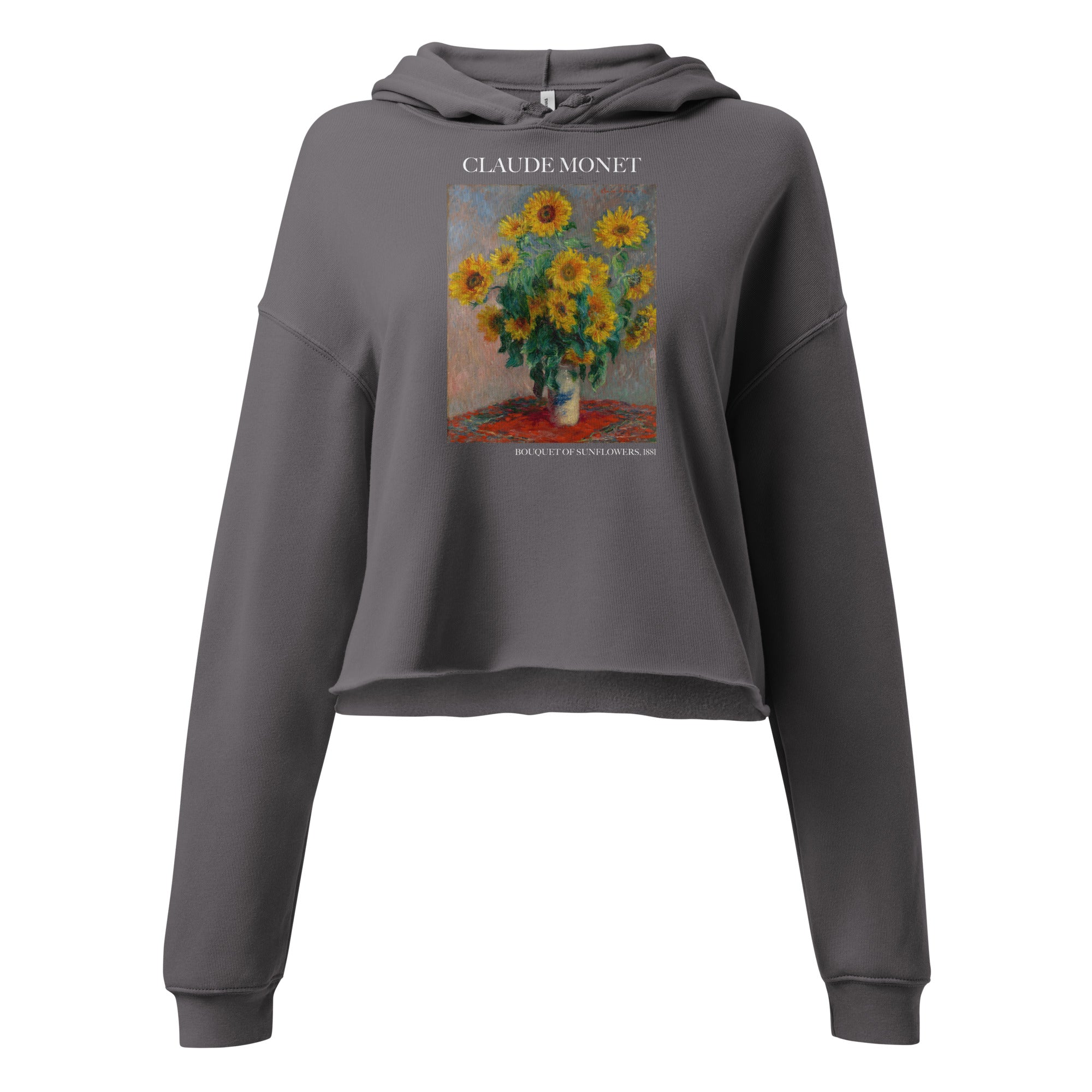 Claude Monet 'Bouquet of Sunflowers' Famous Painting Cropped Hoodie | Premium Art Cropped Hoodie