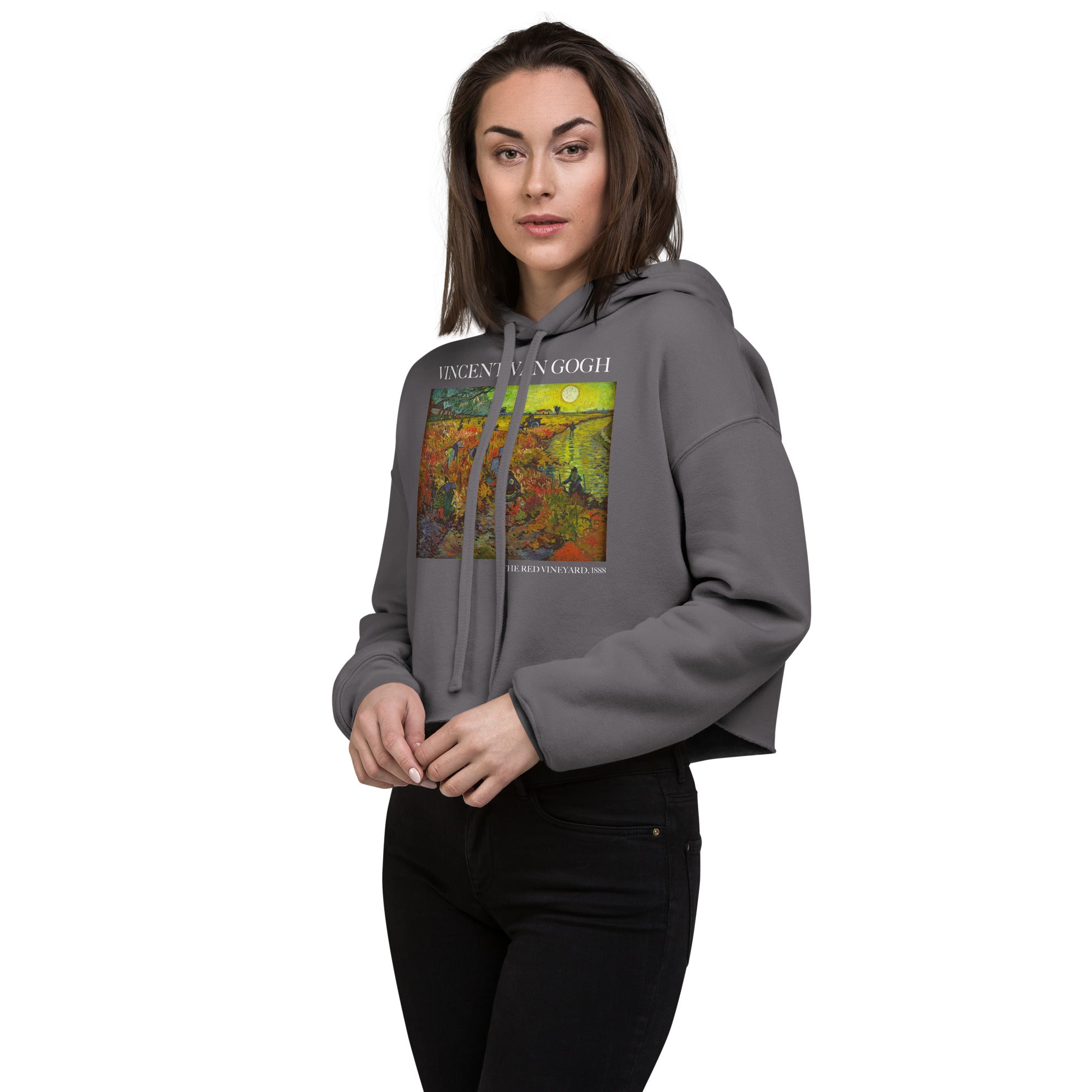 Vincent van Gogh 'The Red Vineyard' Famous Painting Cropped Hoodie | Premium Art Cropped Hoodie