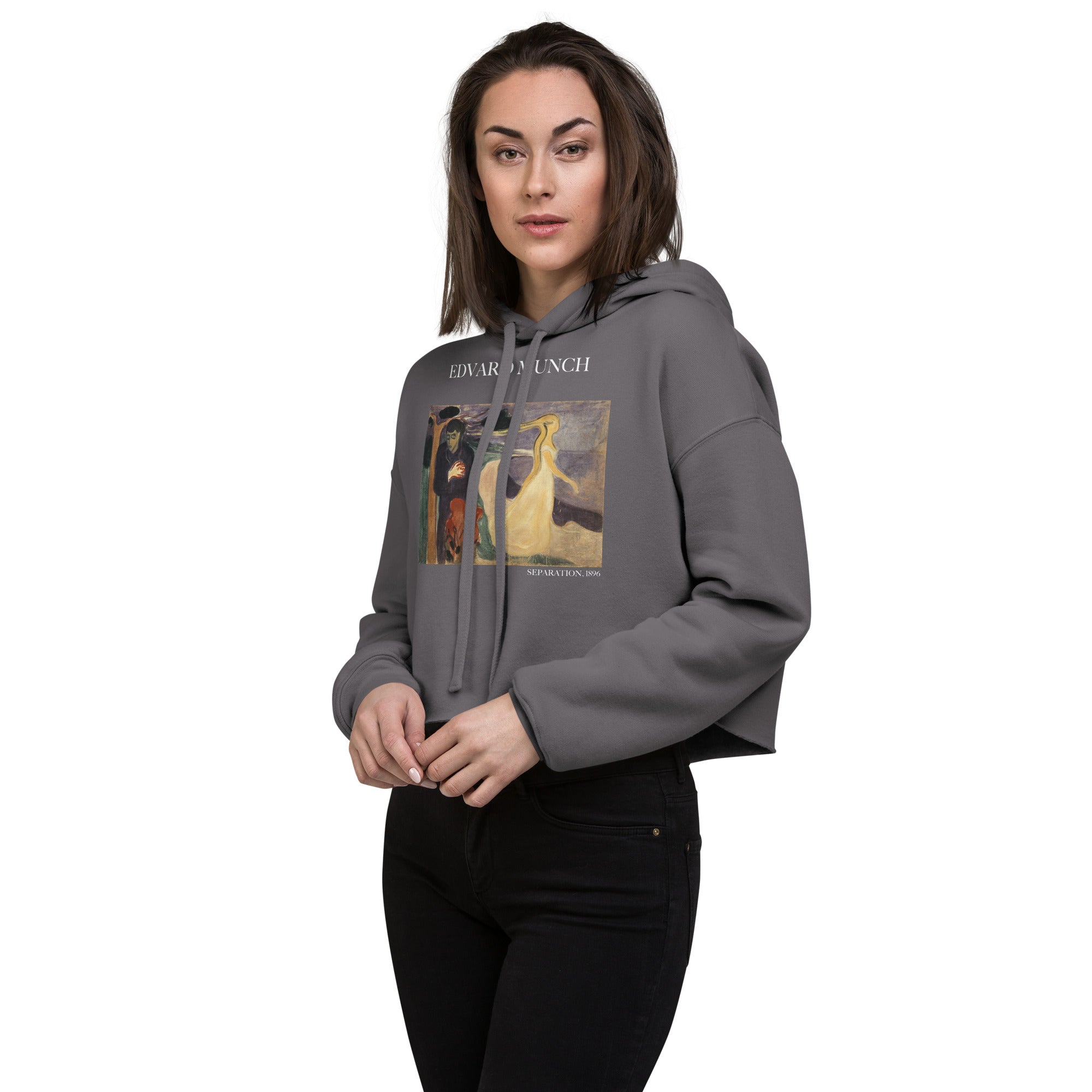 Edvard Munch 'Separation' Famous Painting Cropped Hoodie | Premium Art Cropped Hoodie