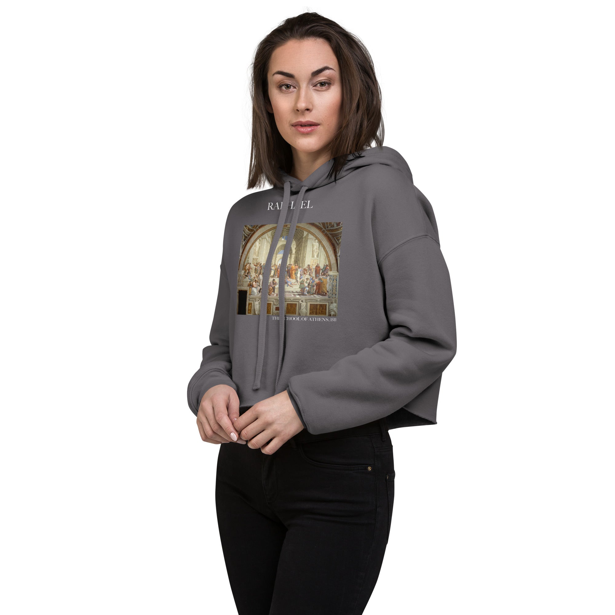 Raphael 'The School of Athens' Famous Painting Cropped Hoodie | Premium Art Cropped Hoodie