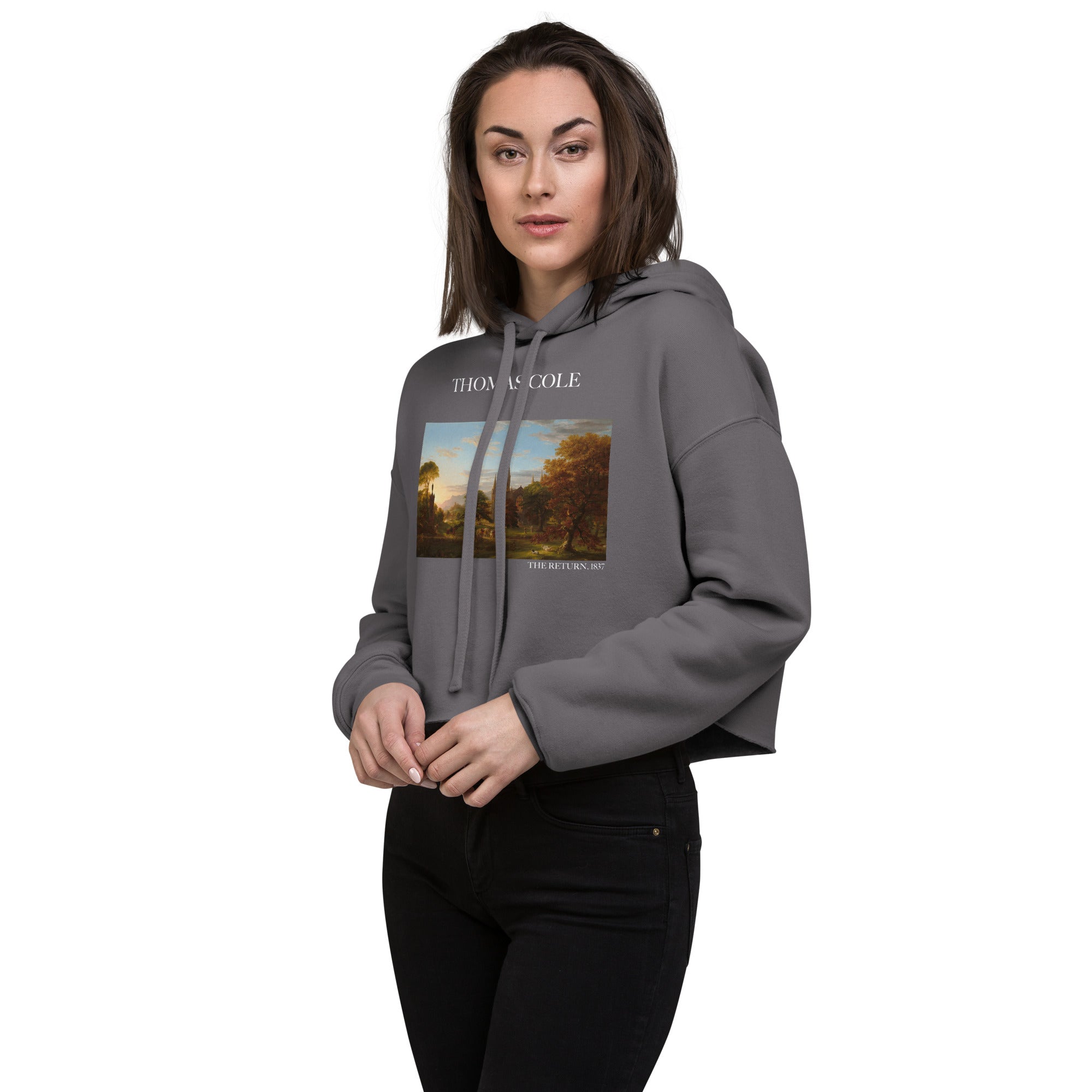 Thomas Cole 'The Return' Famous Painting Cropped Hoodie | Premium Art Cropped Hoodie