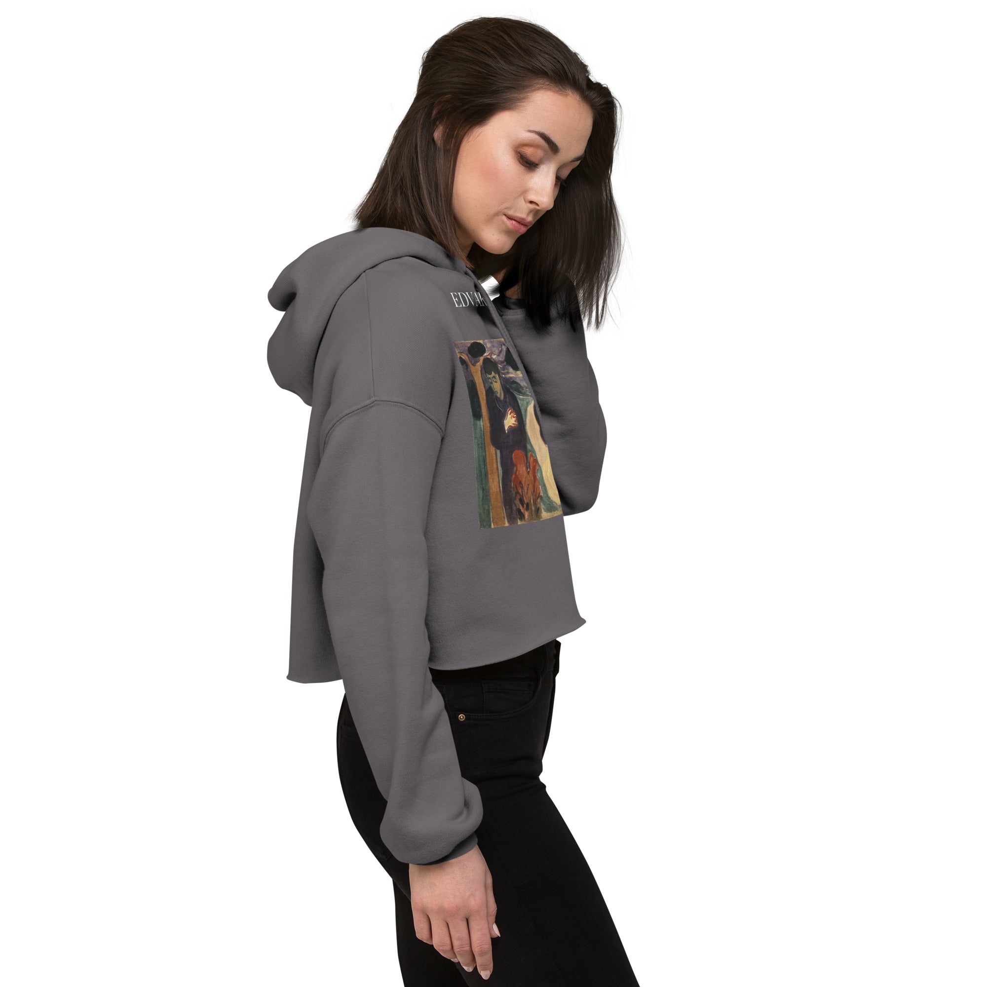 Edvard Munch 'Separation' Famous Painting Cropped Hoodie | Premium Art Cropped Hoodie