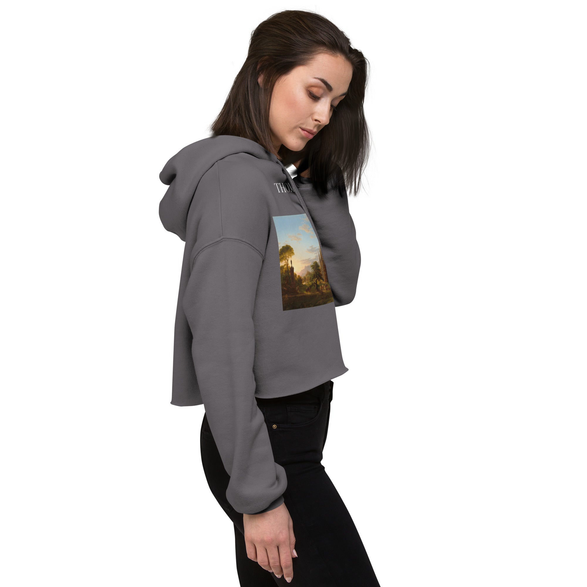 Thomas Cole 'The Return' Famous Painting Cropped Hoodie | Premium Art Cropped Hoodie