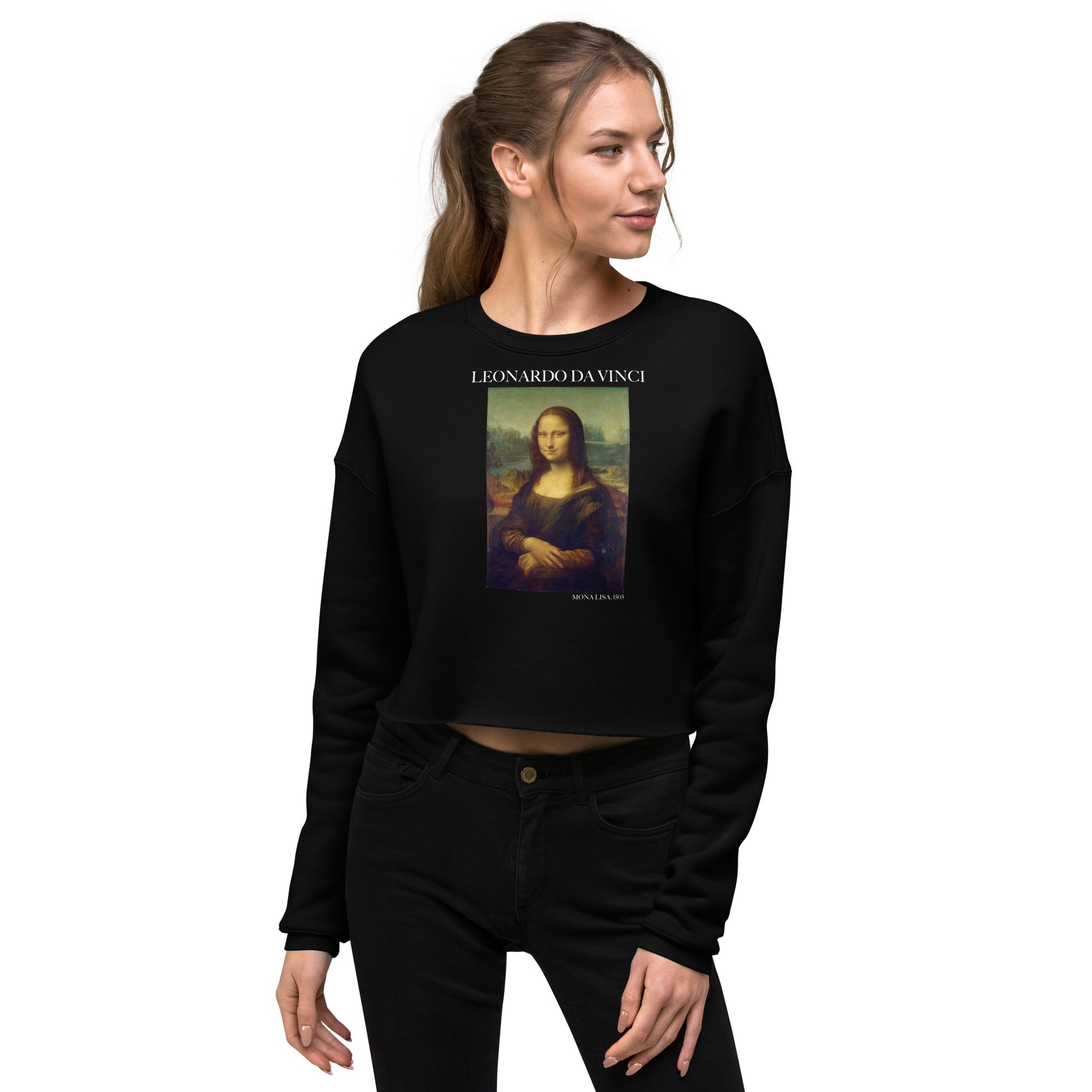 Leonardo da Vinci 'Mona Lisa' Famous Painting Cropped Sweatshirt | Premium Art Cropped Sweatshirt