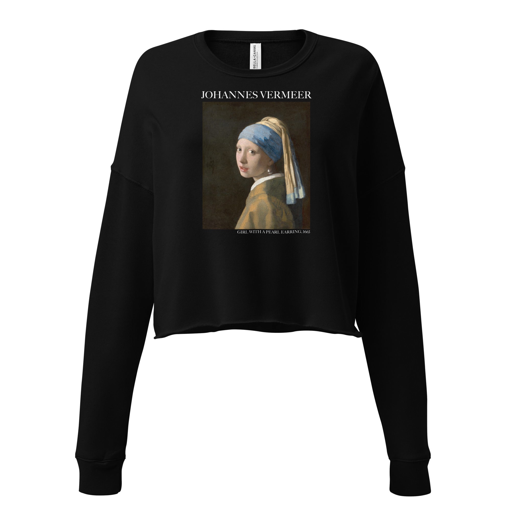 Johannes Vermeer 'Girl with a Pearl Earring' Famous Painting Cropped Sweatshirt | Premium Art Cropped Sweatshirt