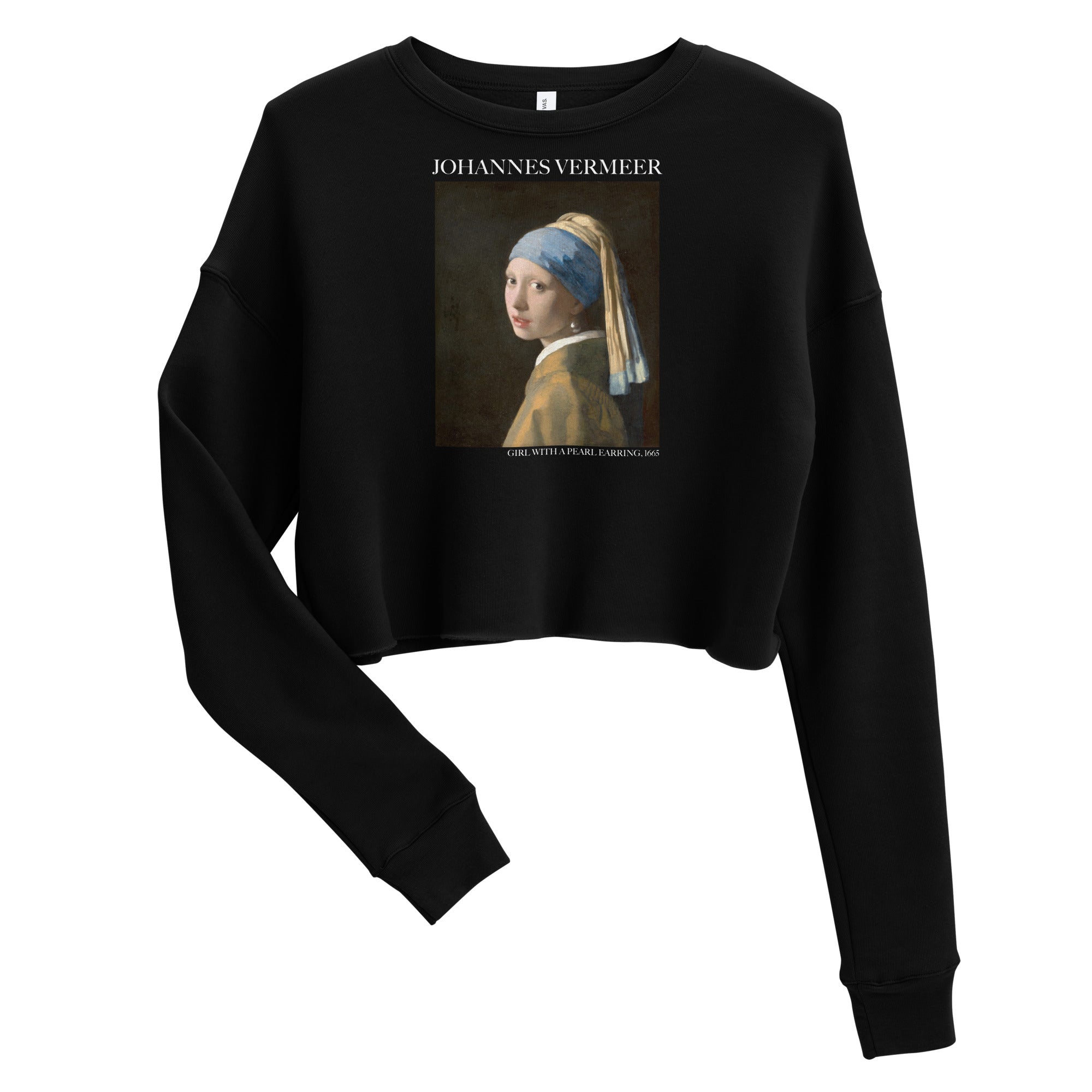 Johannes Vermeer 'Girl with a Pearl Earring' Famous Painting Cropped Sweatshirt | Premium Art Cropped Sweatshirt