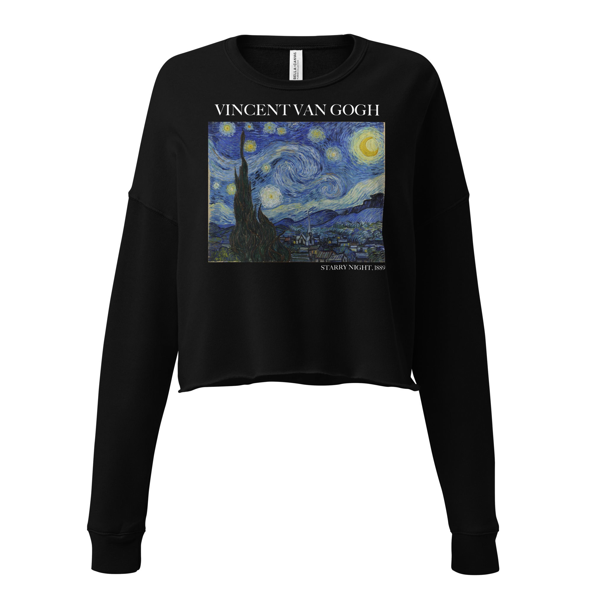 Kurzes Sweatshirt „Sternennacht“ von Vincent van Gogh, berühmtes Gemälde | Kurzes Sweatshirt mit Premium-Kunstmotiv