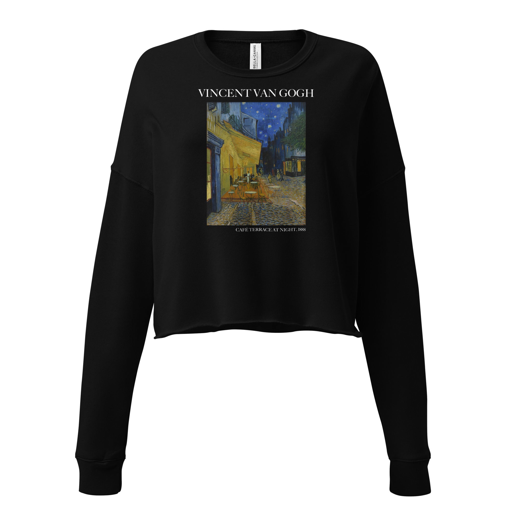 Vincent van Gogh 'Café Terrace at Night' Famous Painting Cropped Sweatshirt | Premium Art Cropped Sweatshirt