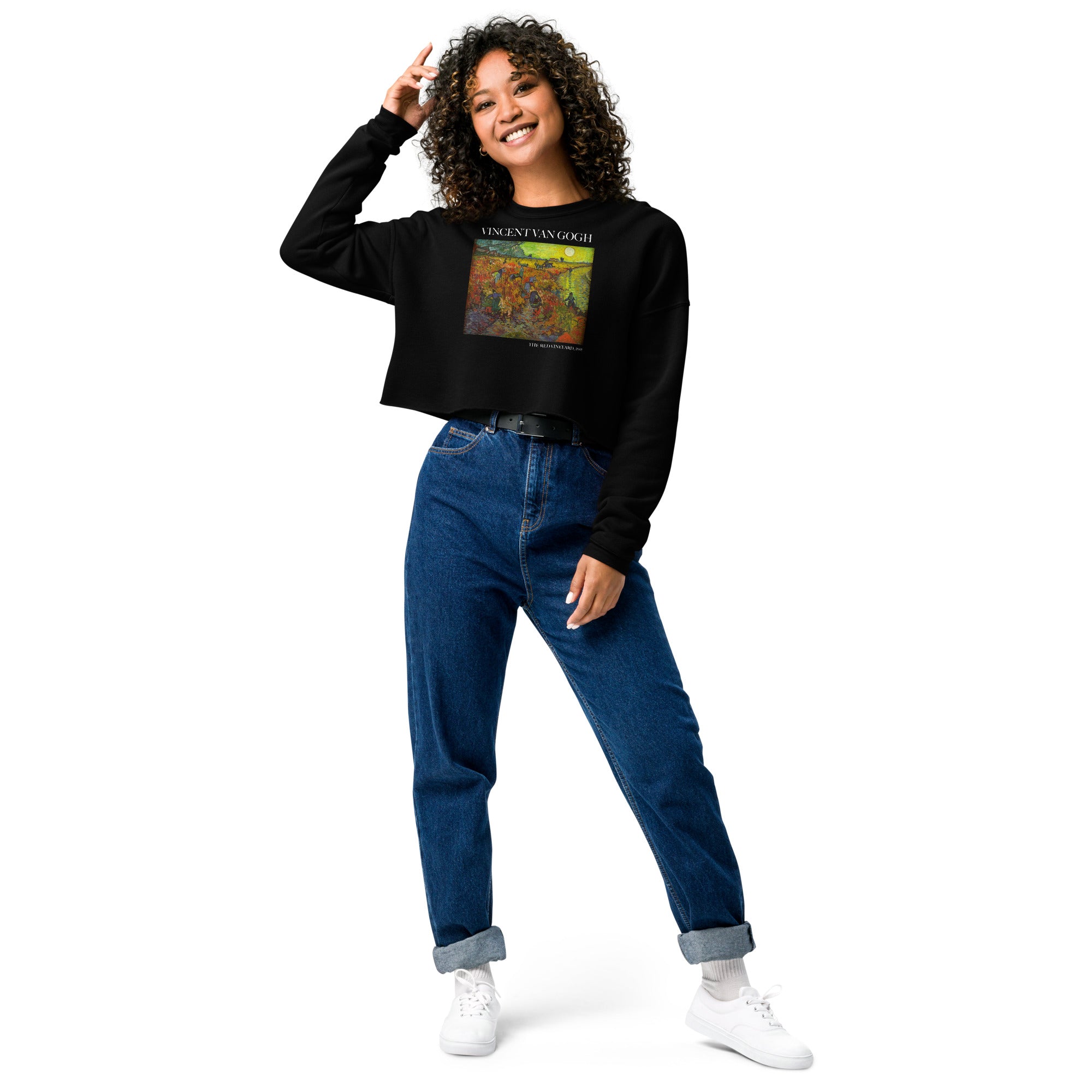 Kurzes Sweatshirt „Der rote Weinberg“ von Vincent van Gogh, berühmtes Gemälde | Kurzes Sweatshirt mit Premium-Kunstmotiv