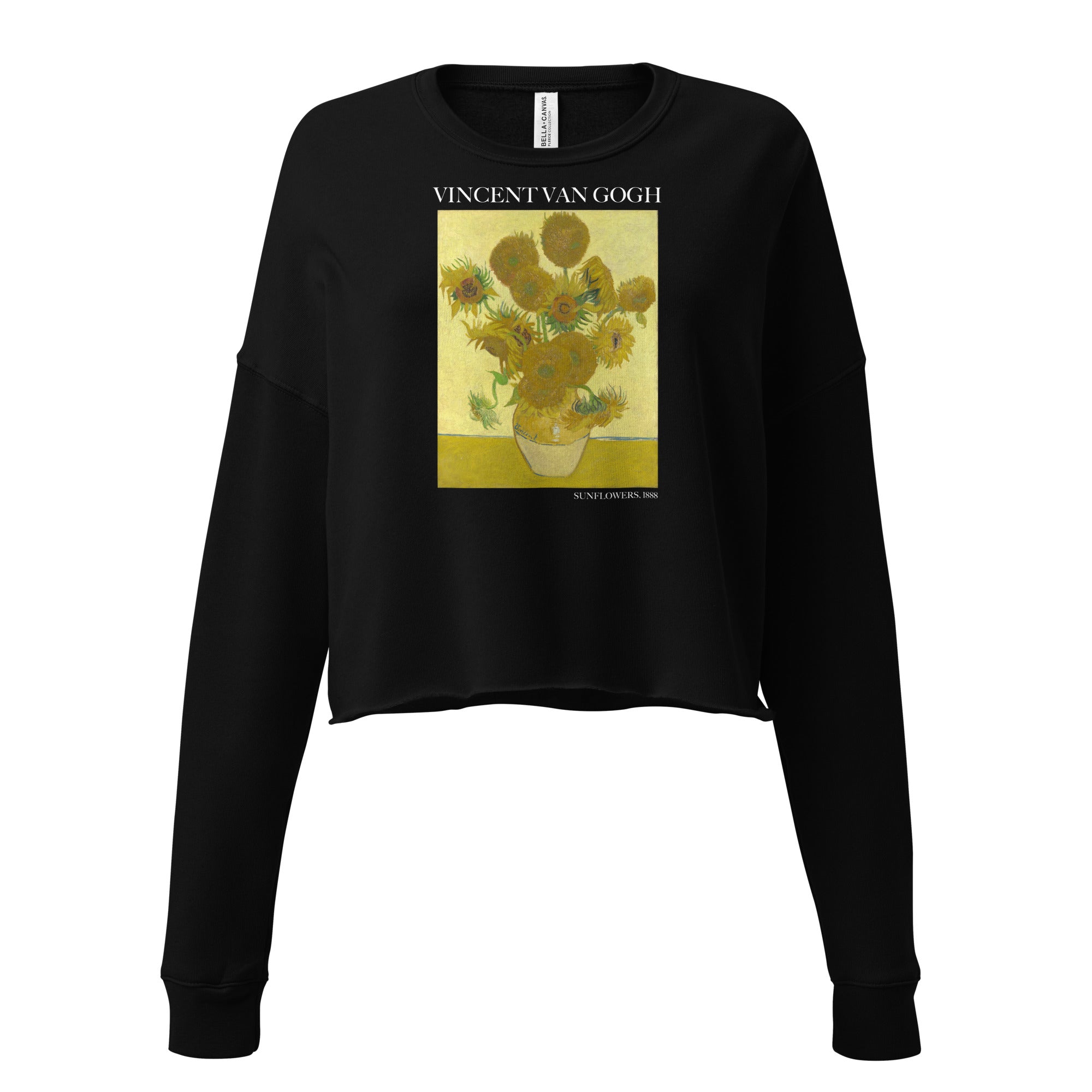 Kurzes Sweatshirt „Sonnenblumen“ von Vincent van Gogh, berühmtes Gemälde | Kurzes Sweatshirt mit Premium-Kunstmotiv