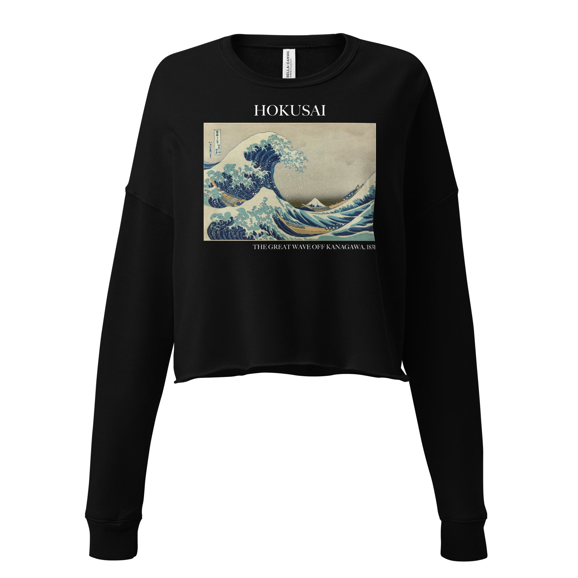 Hokusai 'The Great Wave off Kanagawa' Famous Painting Cropped Sweatshirt | Premium Art Cropped Sweatshirt