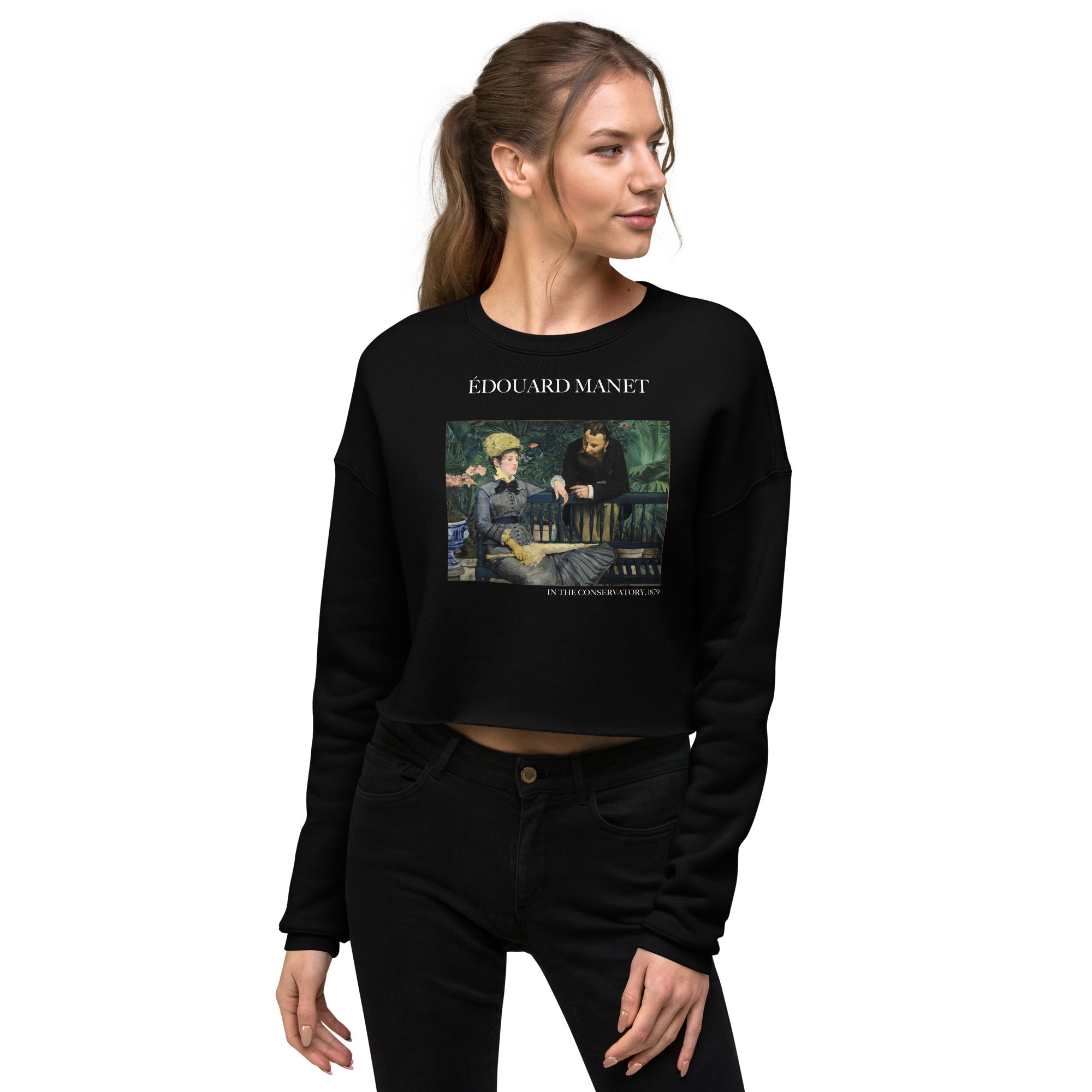 Édouard Manet 'In the Conservatory' Famous Painting Cropped Sweatshirt | Premium Art Cropped Sweatshirt