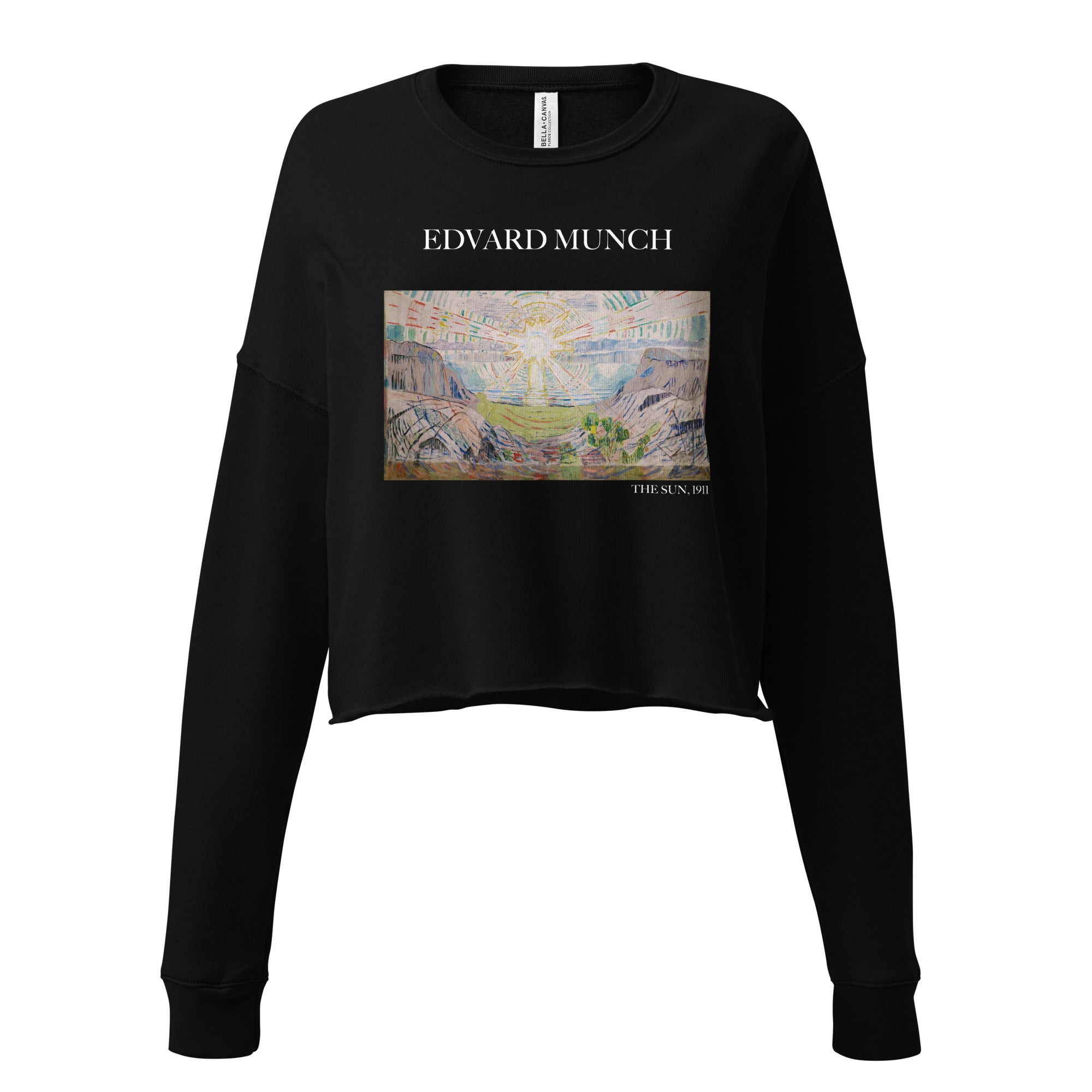 Kurzes Sweatshirt „Die Sonne“ von Edvard Munch, berühmtes Gemälde | Kurzes Sweatshirt „Premium Art“