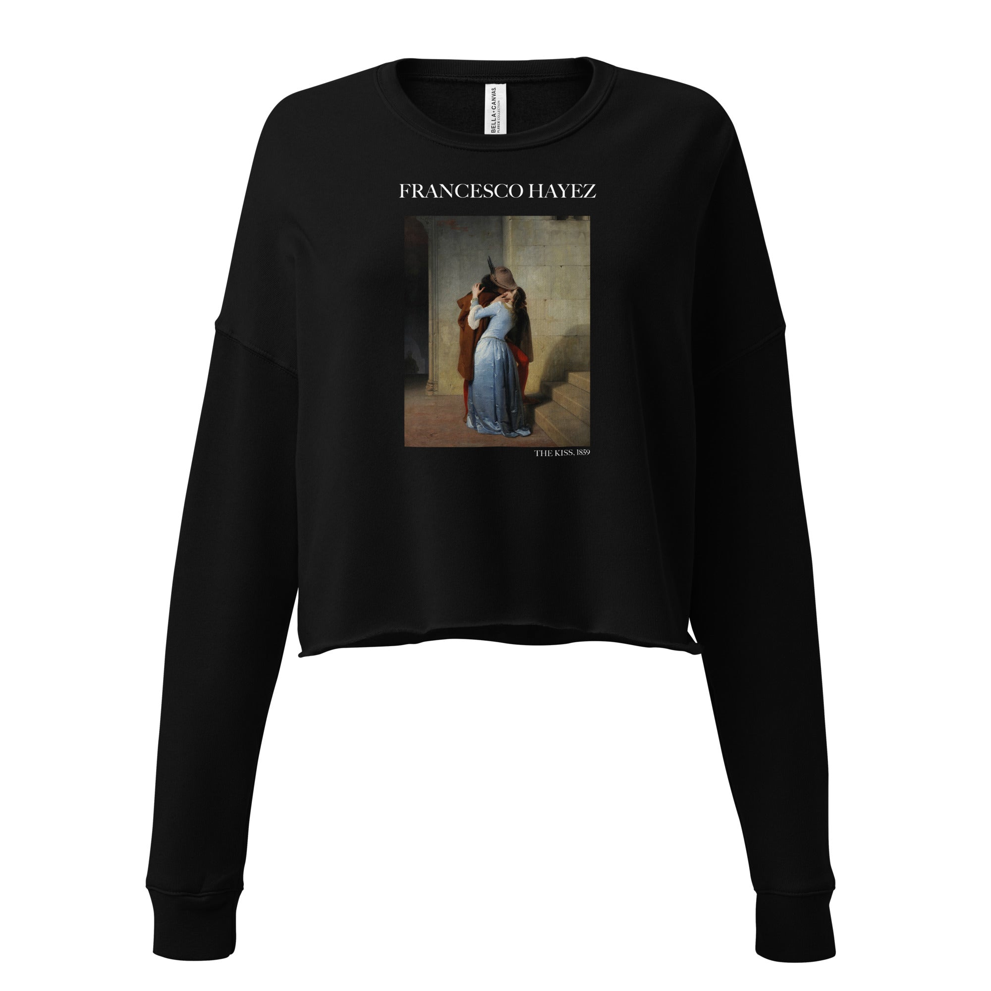 Kurzes Sweatshirt mit berühmtem Gemälde „Der Kuss“ von Francesco Hayez | Kurzes Sweatshirt mit Premium-Kunstmotiv