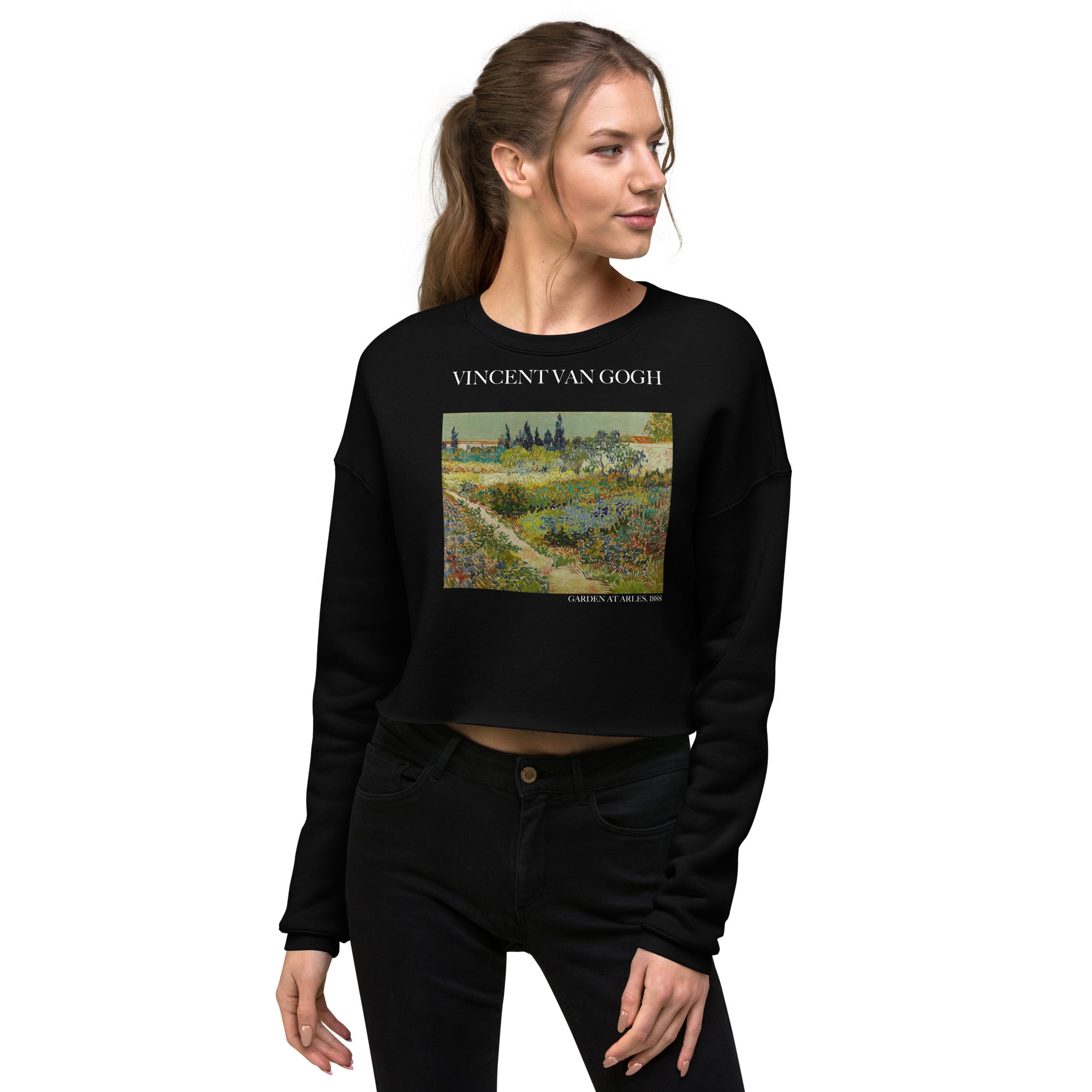 Vincent van Gogh 'Garden at Arles' Famous Painting Cropped Sweatshirt | Premium Art Cropped Sweatshirt