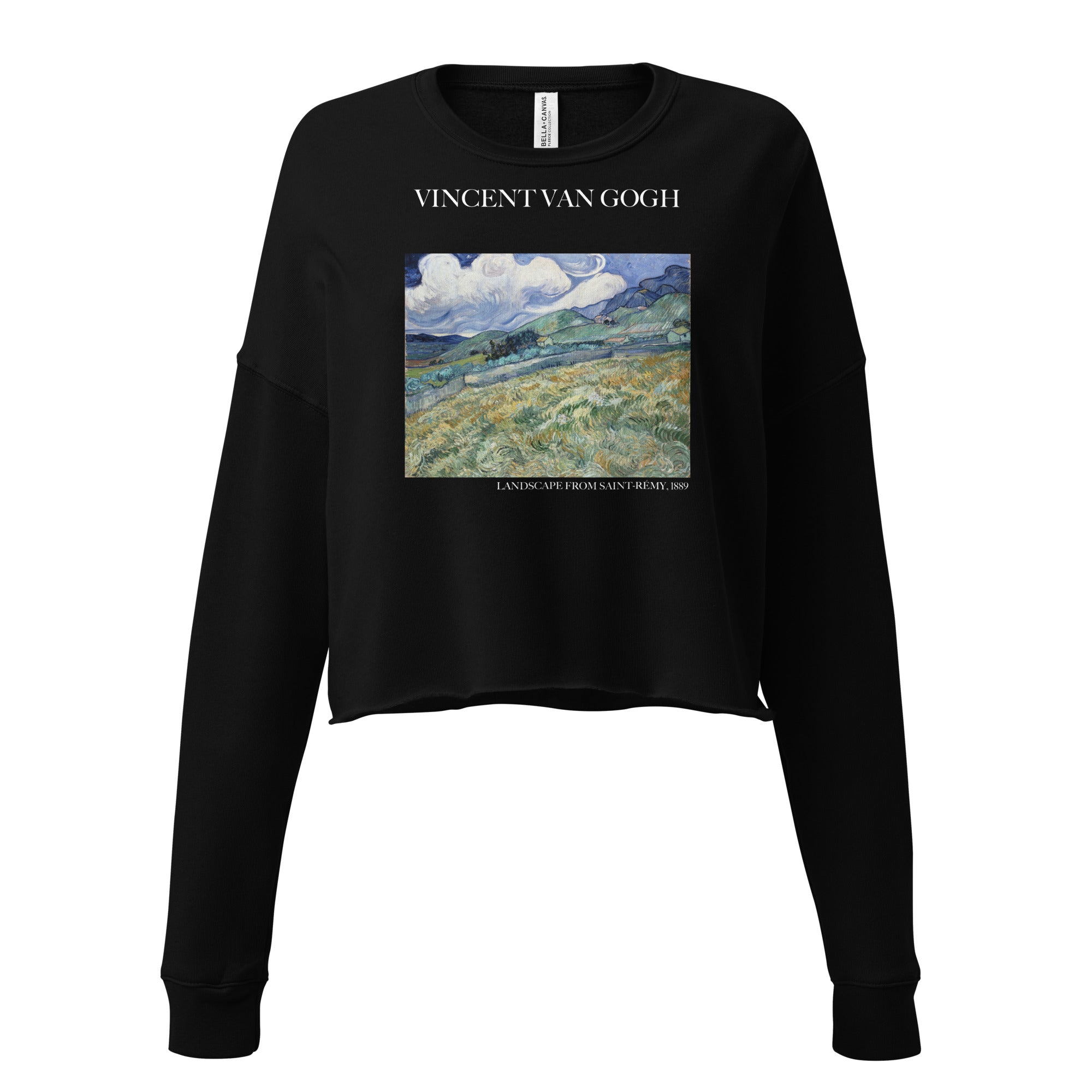 Vincent van Gogh 'Landscape from Saint-Rémy' Famous Painting Cropped Sweatshirt | Premium Art Cropped Sweatshirt