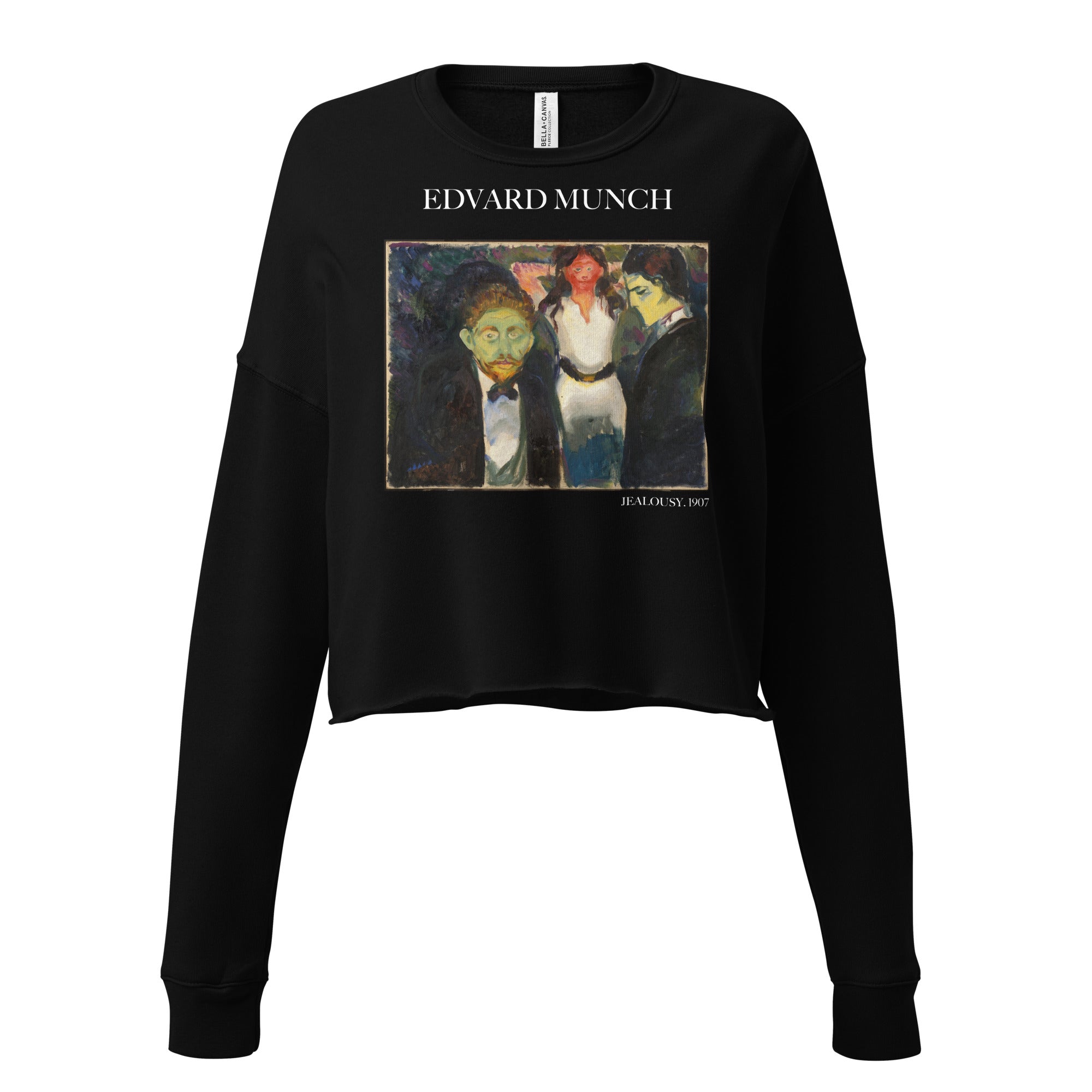 Edvard Munch 'Jealousy' Famous Painting Cropped Sweatshirt | Premium Art Cropped Sweatshirt