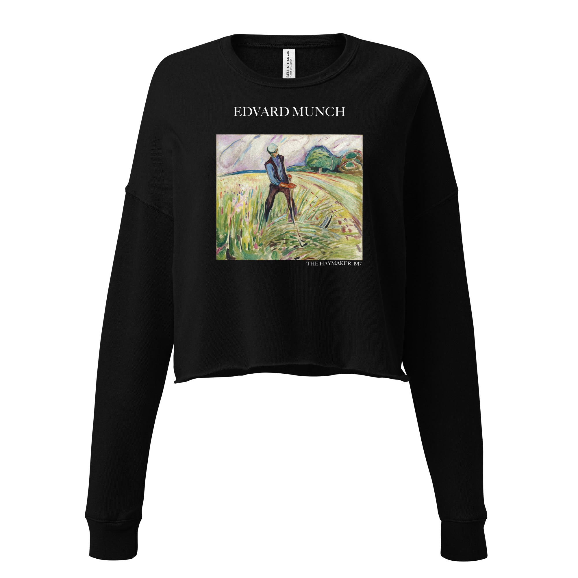 Edvard Munch 'The Haymaker' Famous Painting Cropped Sweatshirt | Premium Art Cropped Sweatshirt