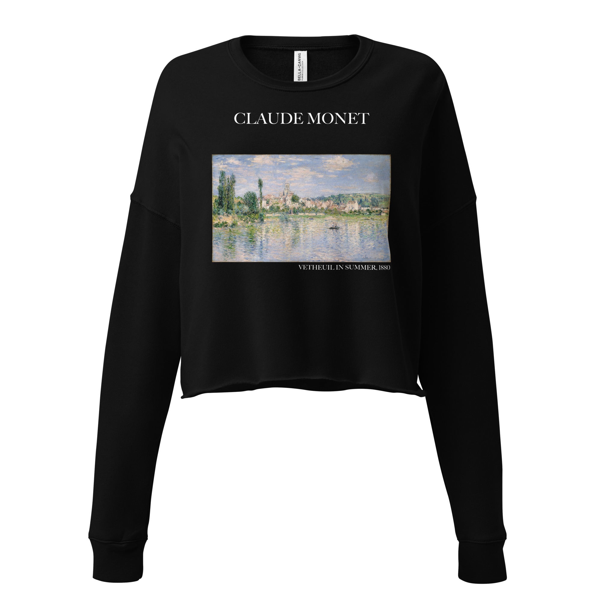 Claude Monet 'Vetheuil in Summer' Famous Painting Cropped Sweatshirt | Premium Art Cropped Sweatshirt